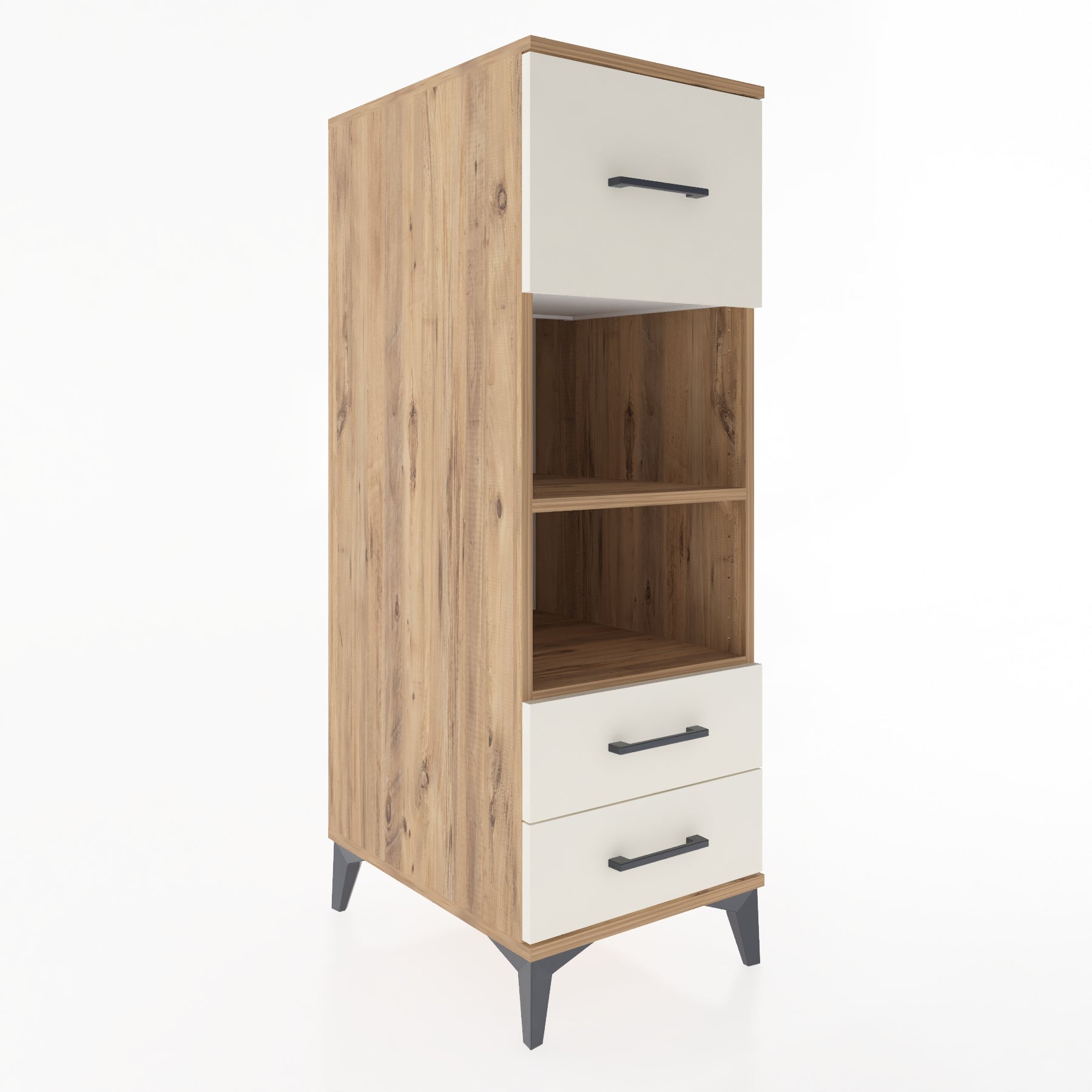 Woodntry Modüler Dolap Çam 44x59x122 cm Çekmeceli ve Raflı CR92-3