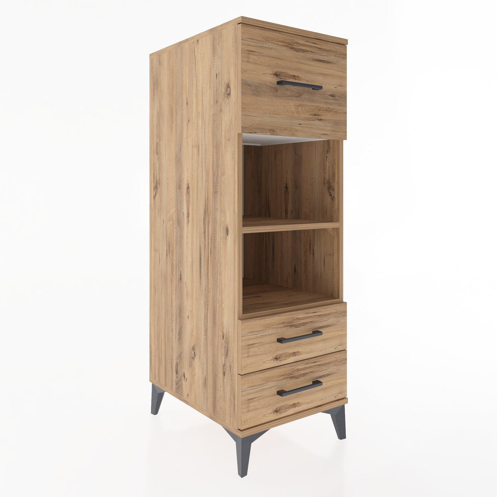 Woodntry Modüler Dolap Çam 44x30x122 cm Çekmeceli ve Raflı CR92-3