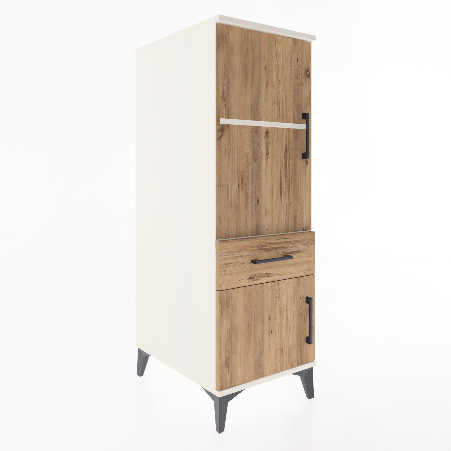 Woodntry Modular Cabinet Moonstone 44x59x122 cm with Doors and Drawers KC44-1