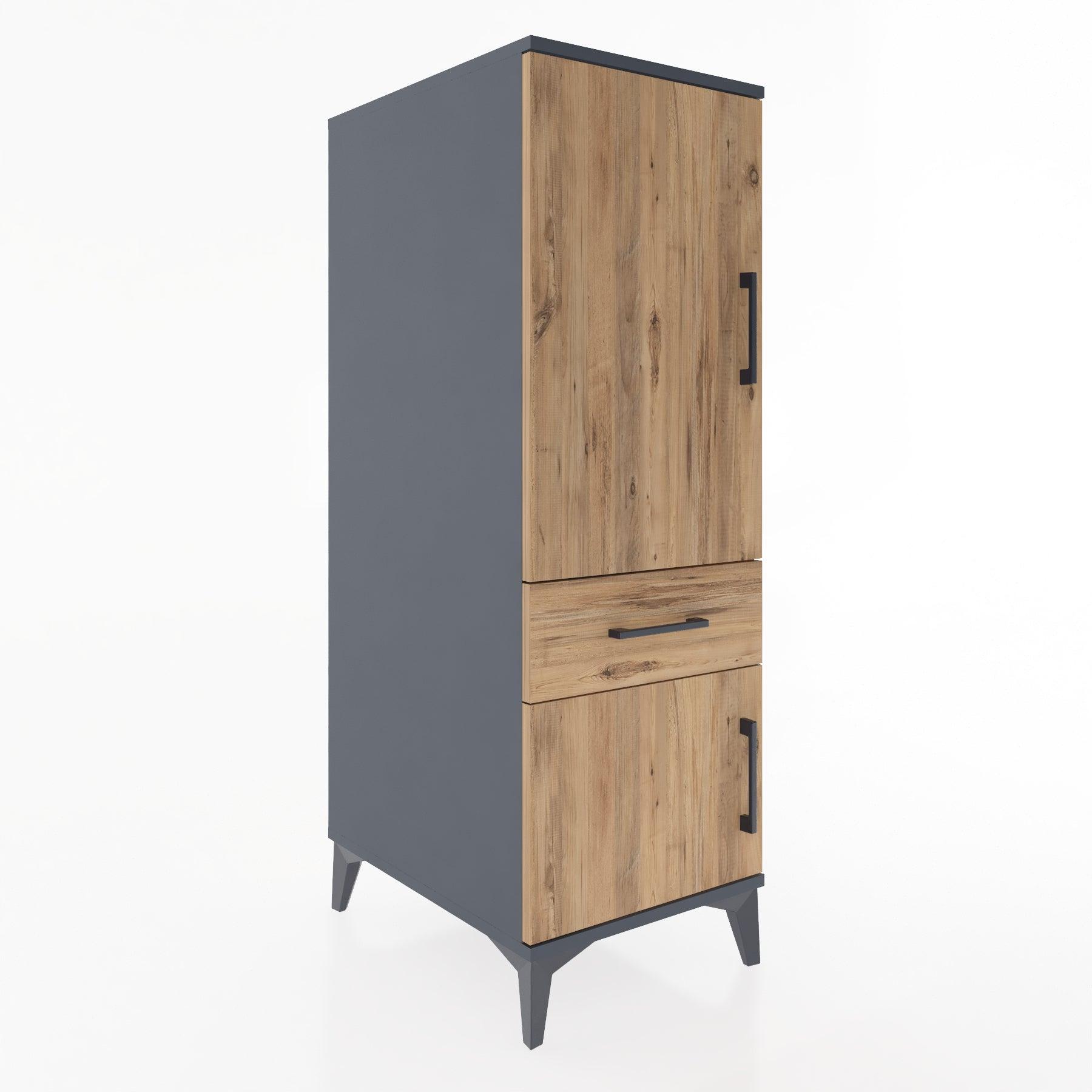 Woodntry Modular Cabinet Anthracite 44x59x122 cm with Doors and Drawers KC133-2