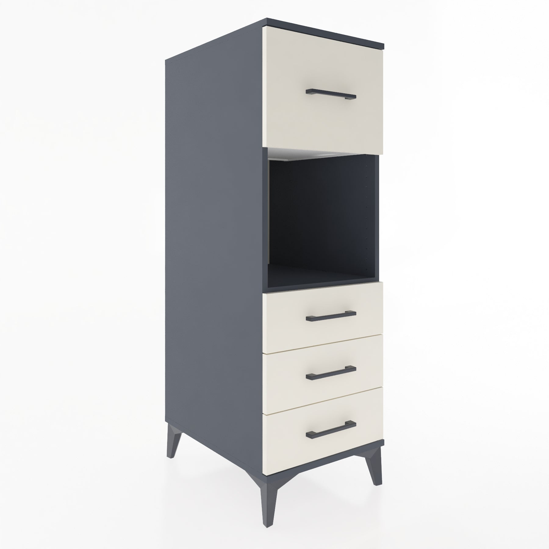 Woodntry Modüler Dolap Antrasit 44x59x122 cm Çekmeceli ve Raflı CR94-2
