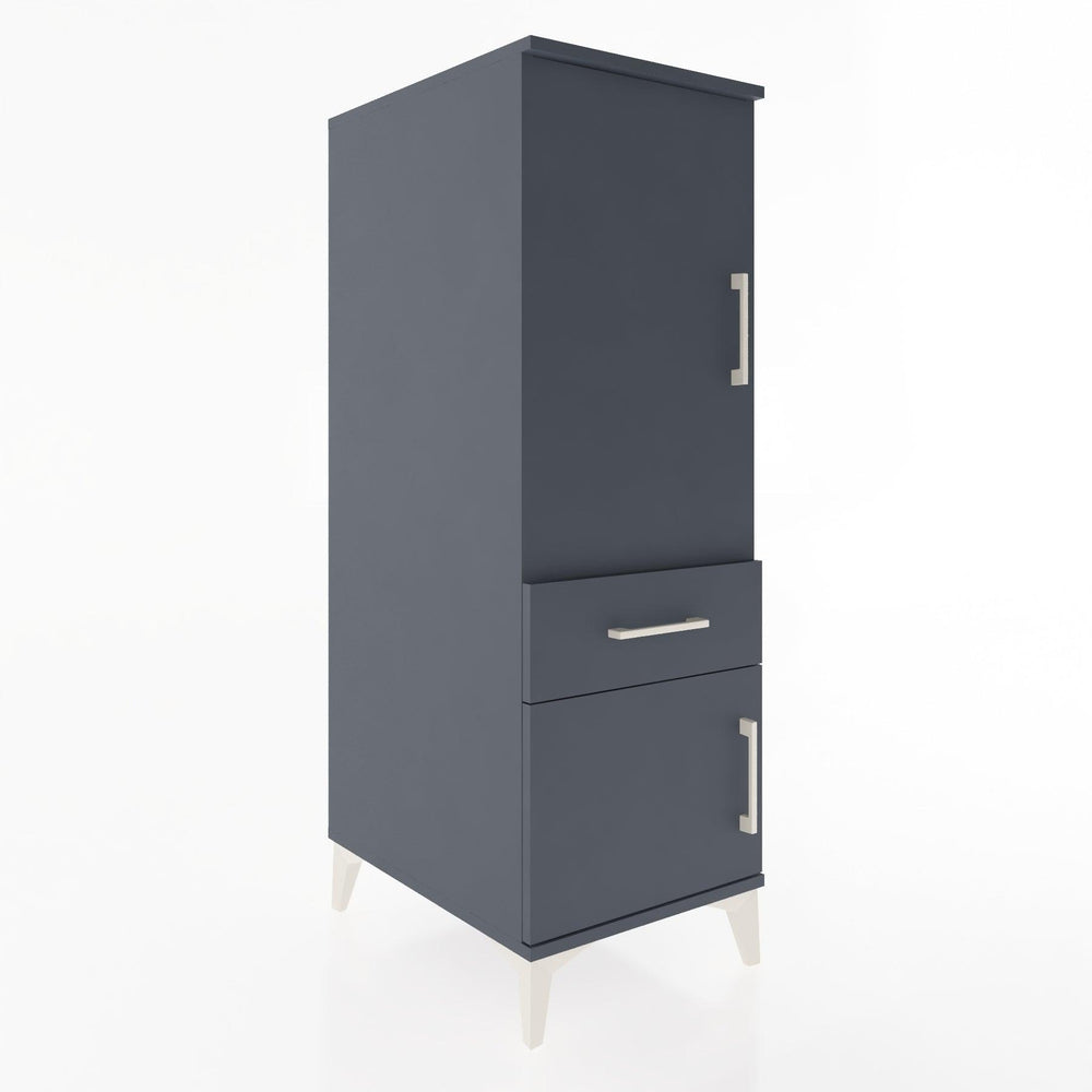 Woodntry Modüler Dolap Antrasit 44x30x122 cm Kapaklı ve Çekmeceli KC44-2