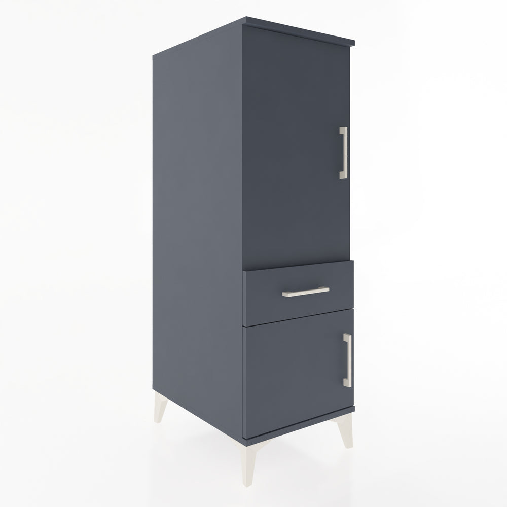 Woodntry Modüler Dolap Antrasit 44x59x122 cm Kapaklı ve Çekmeceli KC44-2