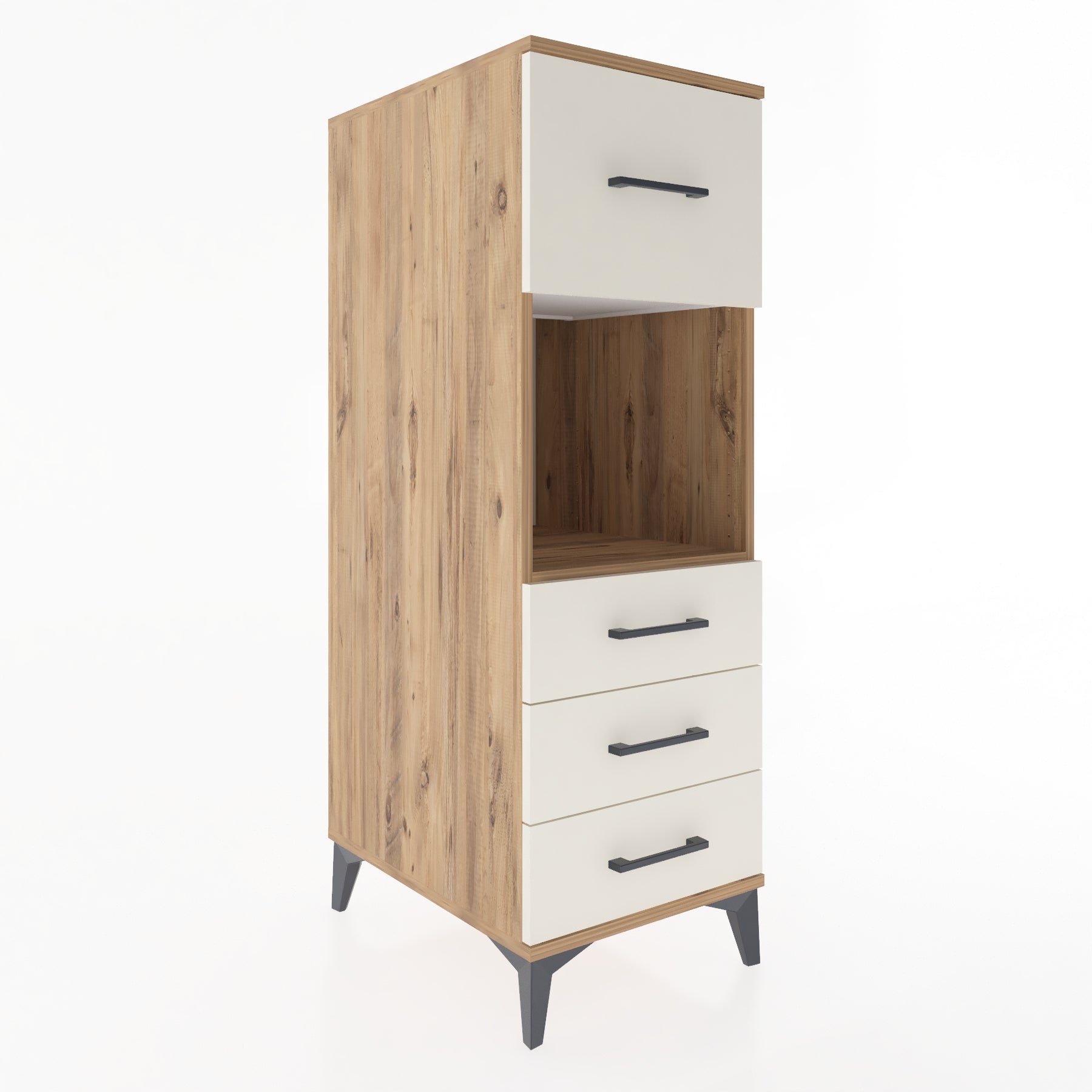 Woodntry Modüler Dolap Çam 44x59x122 cm Çekmeceli ve Raflı CR94-3