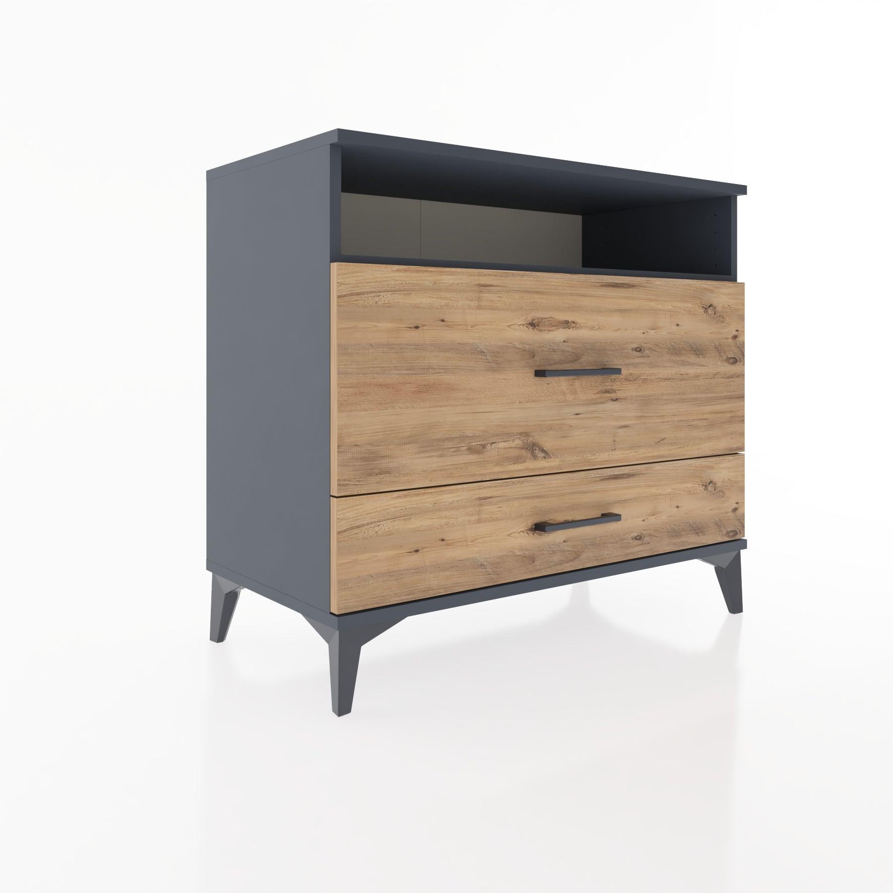 Woodntry Modüler Şifonyer Antrasit 88x44x68 cm Çekmeceli ve Raflı CR45-2