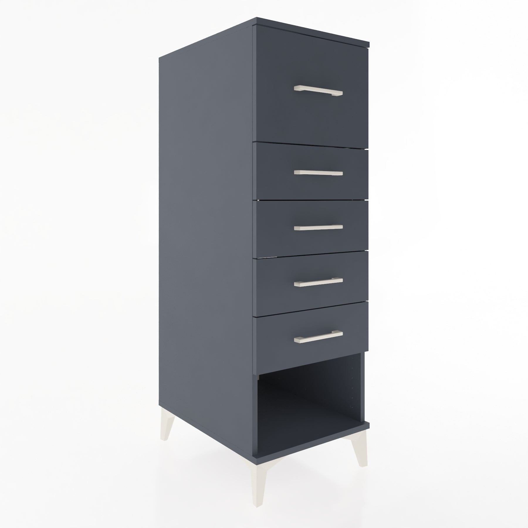 Woodntry Modüler Dolap Antrasit 44x59x122 cm Çekmeceli ve Raflı CR95-2