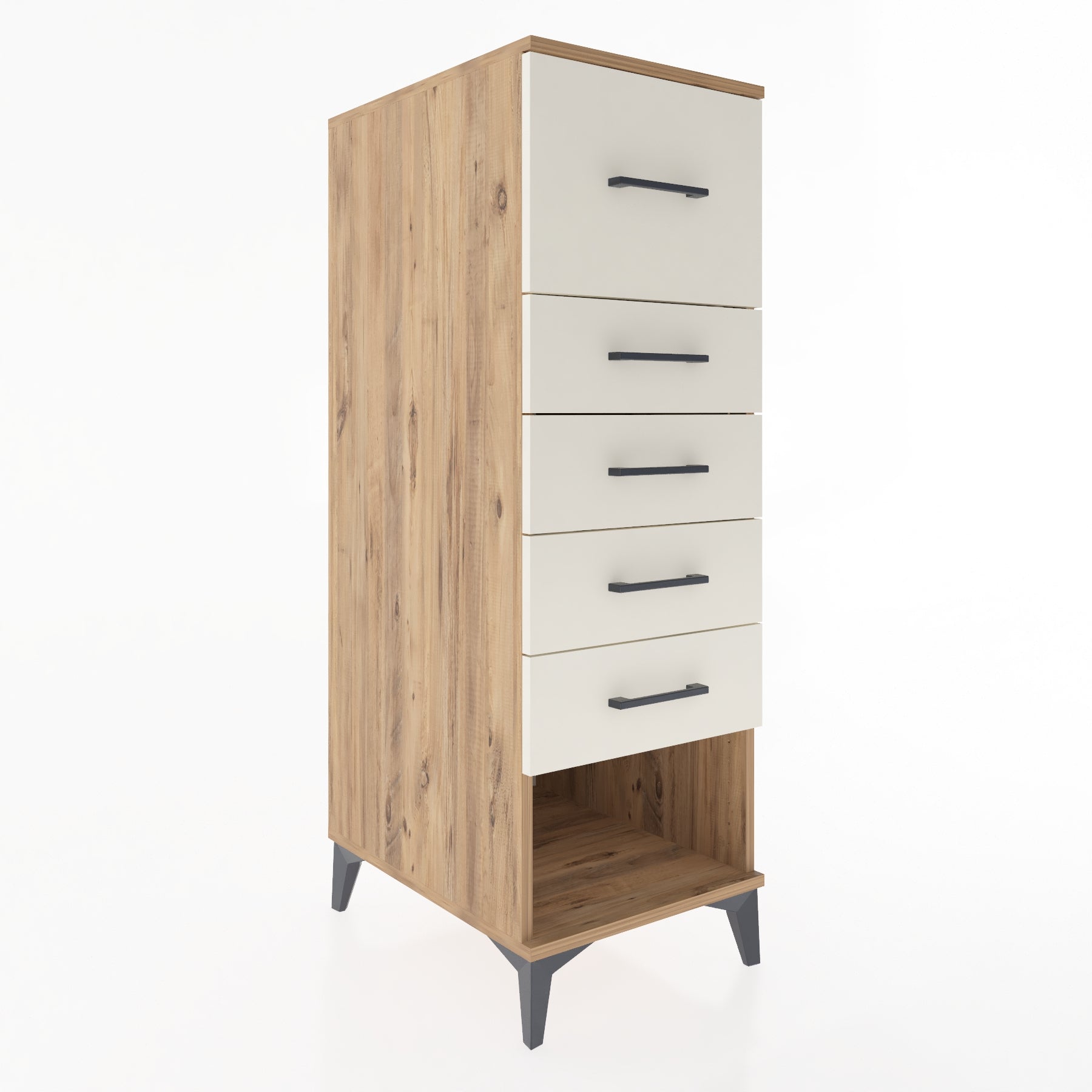 Woodntry Modüler Dolap Çam 44x59x122 cm Çekmeceli ve Raflı CR95-3