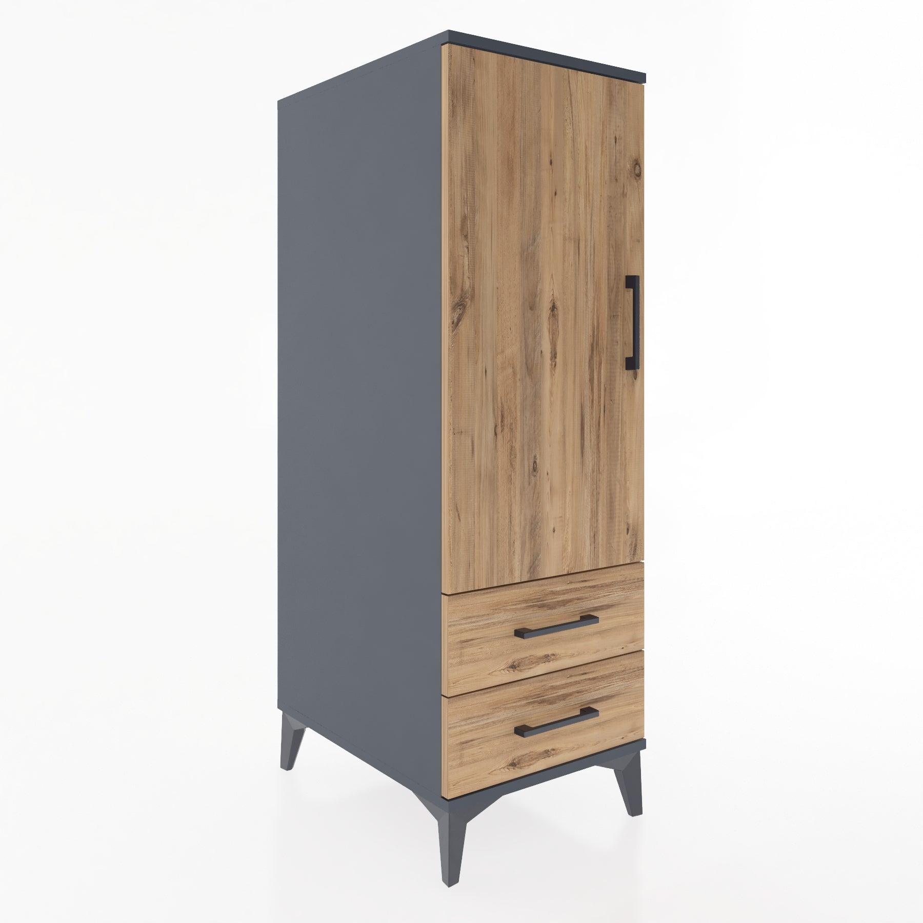 Woodntry Modular Cabinet Anthracite 44x30x122 cm with Doors and Drawers KC47-2