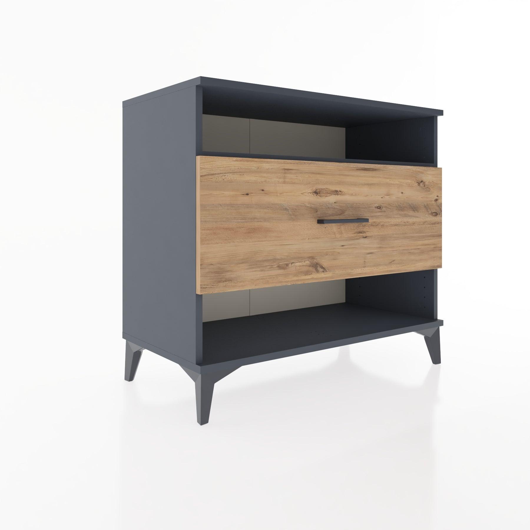 Woodntry Modüler Şifonyer Antrasit 88x44x68 cm Çekmeceli ve Raflı CR47-2