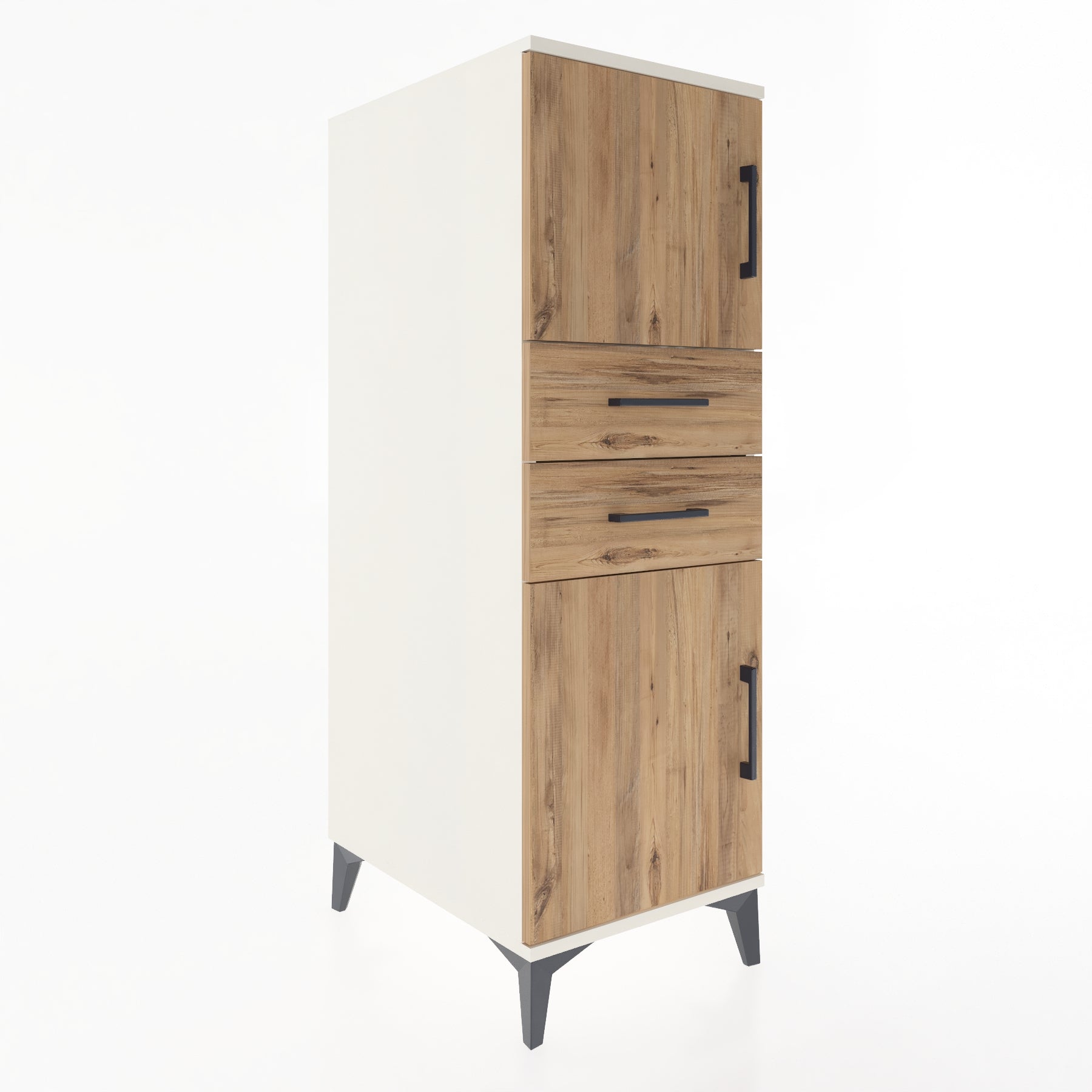 Woodntry Modular Cabinet Moonstone 44x59x122 cm with Doors and Drawers KC48-1