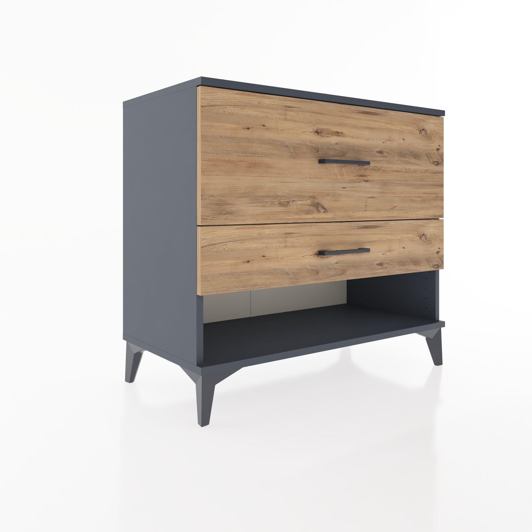 Woodntry Modüler Şifonyer Antrasit 88x44x68 cm Çekmeceli ve Raflı CR48-2