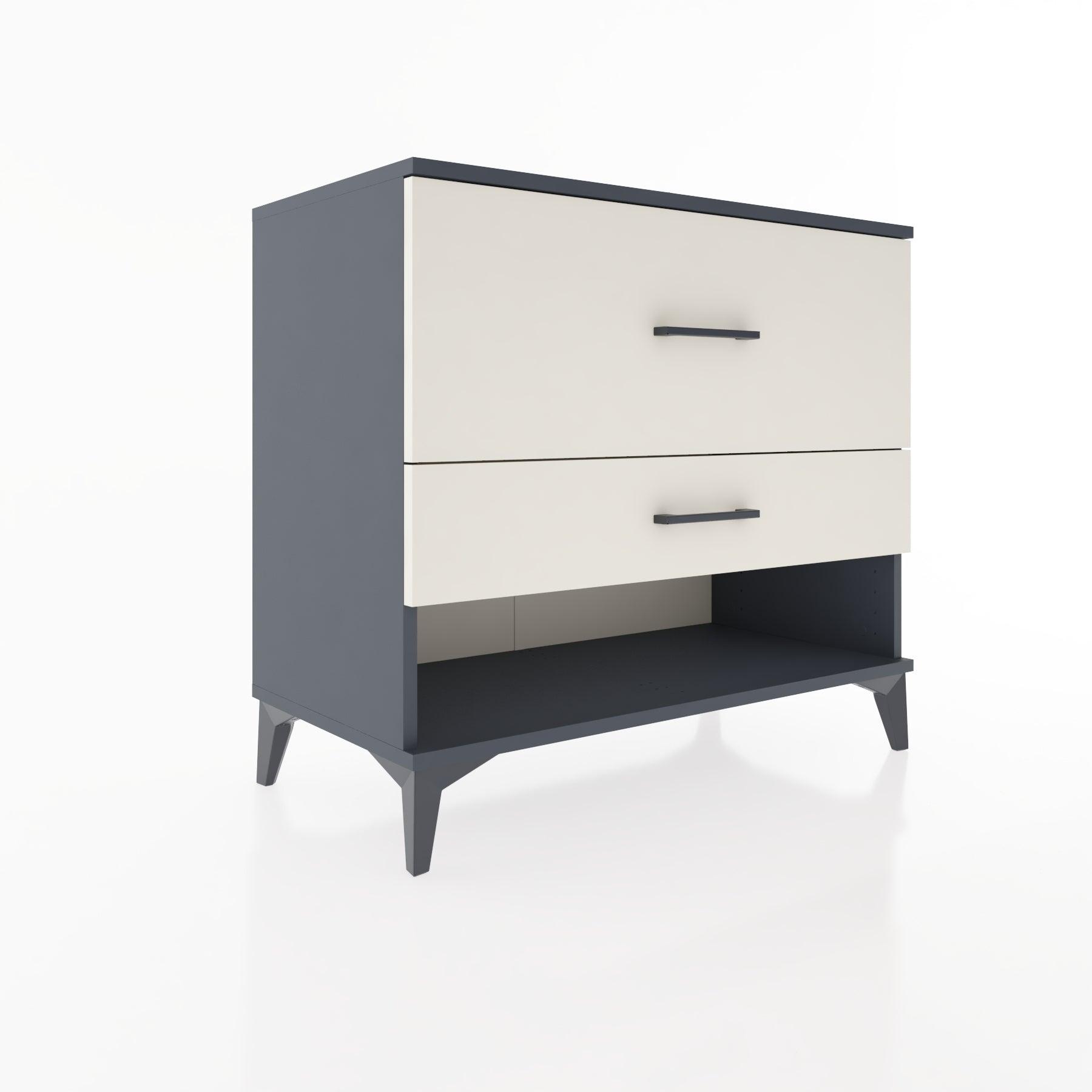 Woodntry Modüler Şifonyer Antrasit 88x44x68 cm Çekmeceli ve Raflı CR48-2