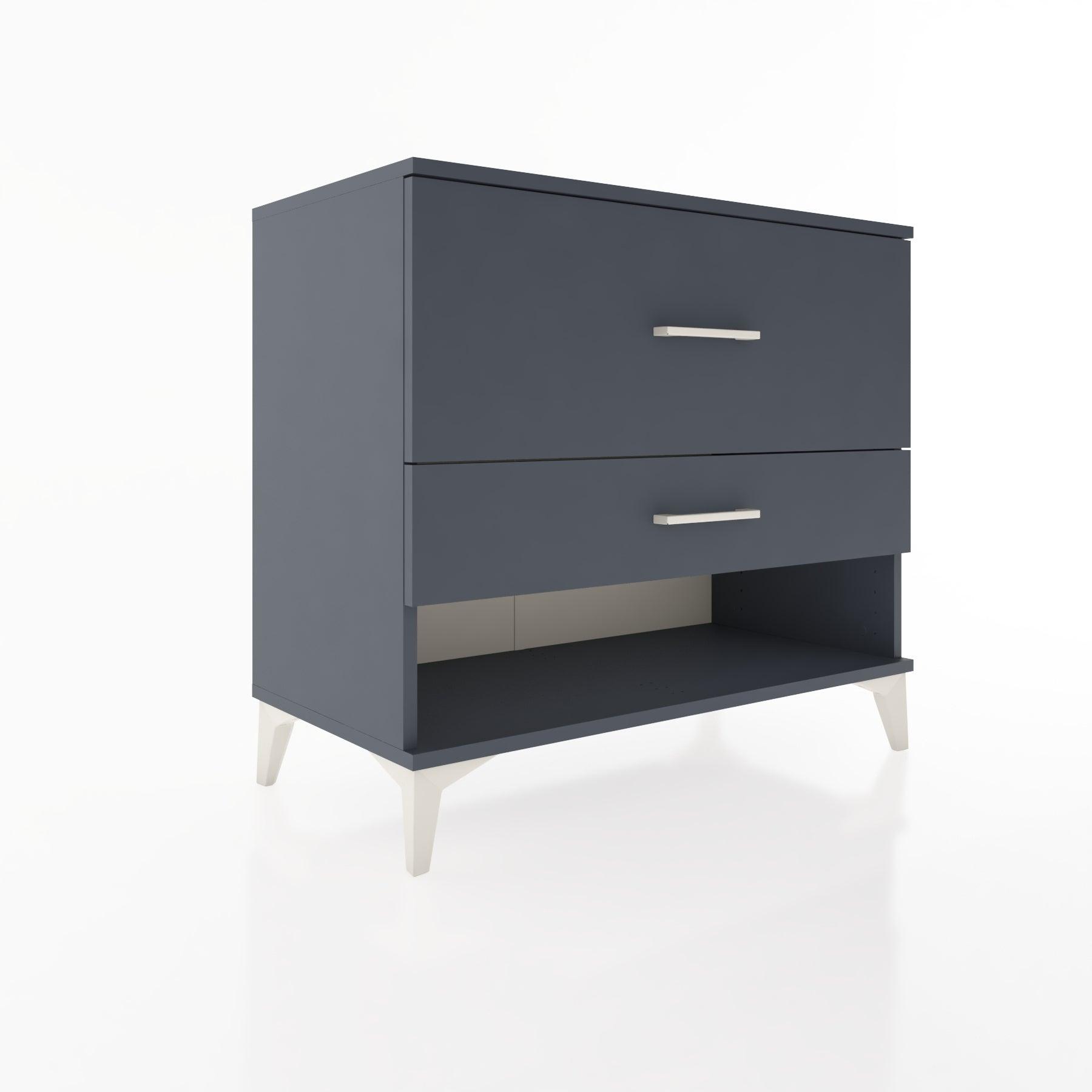 Woodntry Modüler Şifonyer Antrasit 88x44x68 cm Çekmeceli ve Raflı CR48-2