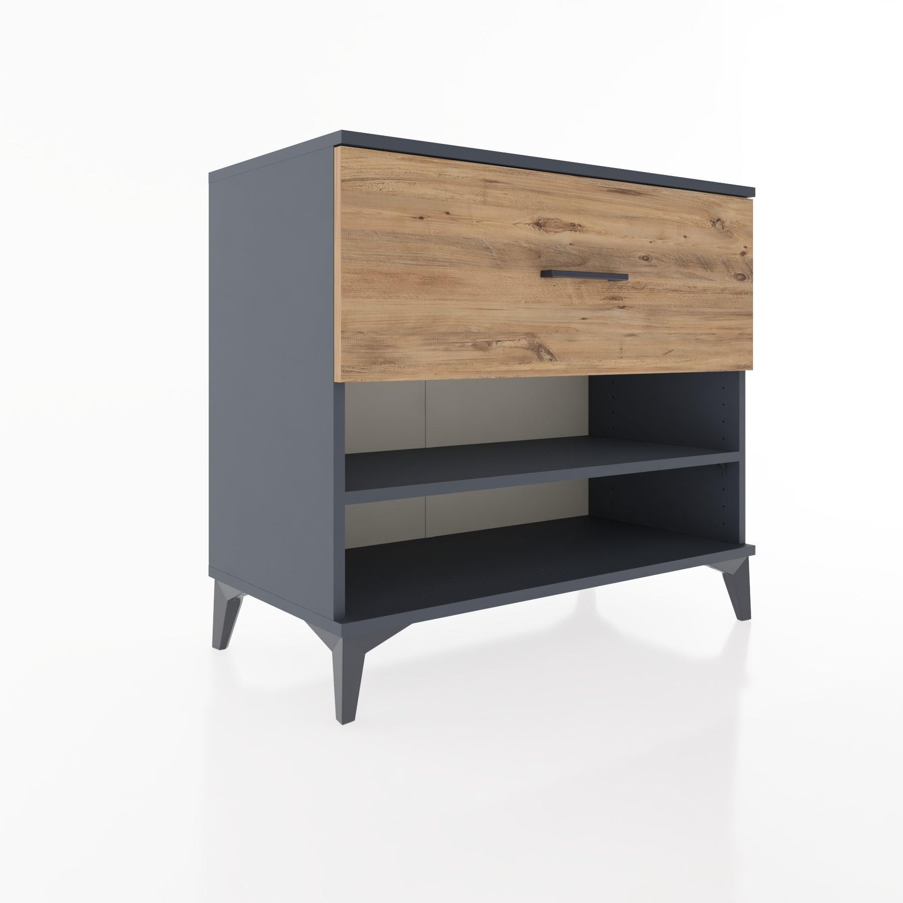 Woodntry Modüler Şifonyer Antrasit 88x44x68 cm Çekmeceli ve Raflı CR50-2