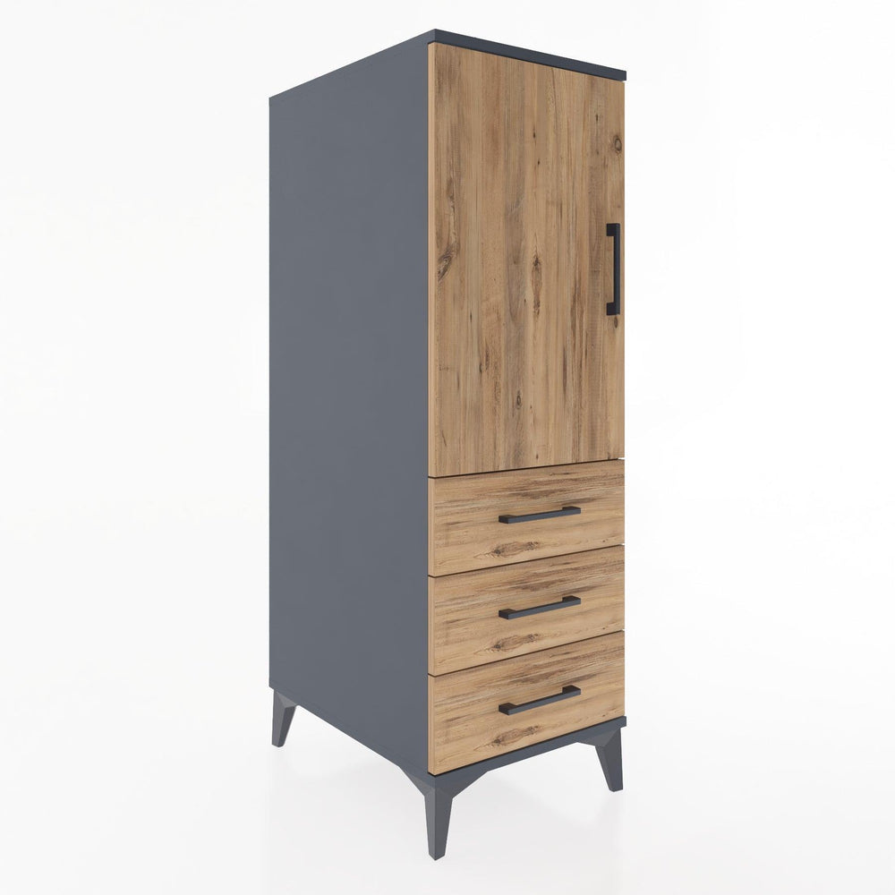 Woodntry Modüler Dolap Antrasit 44x30x122 cm Kapaklı ve Çekmeceli KC134-2