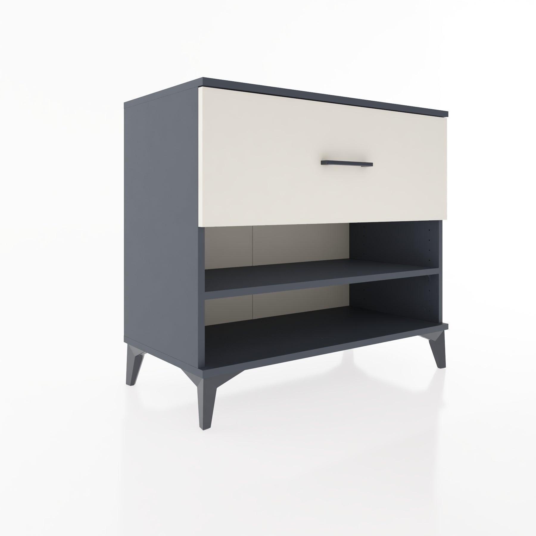 Woodntry Modüler Şifonyer Antrasit 88x44x68 cm Çekmeceli ve Raflı CR50-2