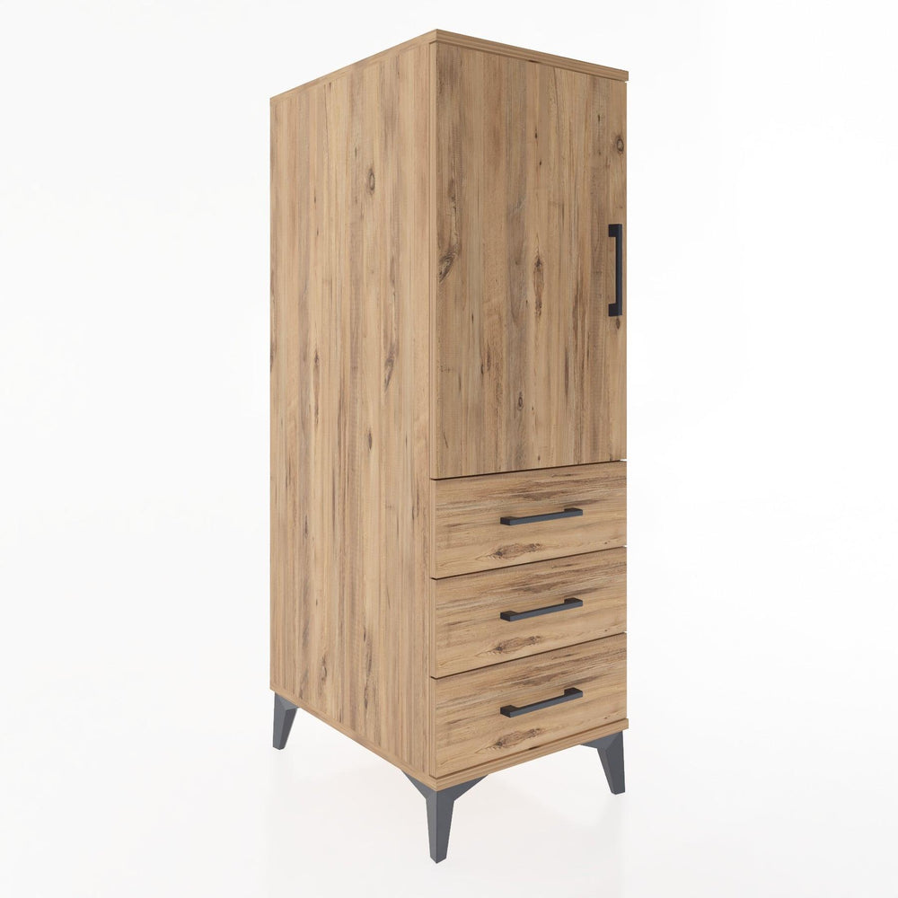 Woodntry Modüler Dolap Çam 44x59x122 cm Kapaklı ve Çekmeceli KC134-3