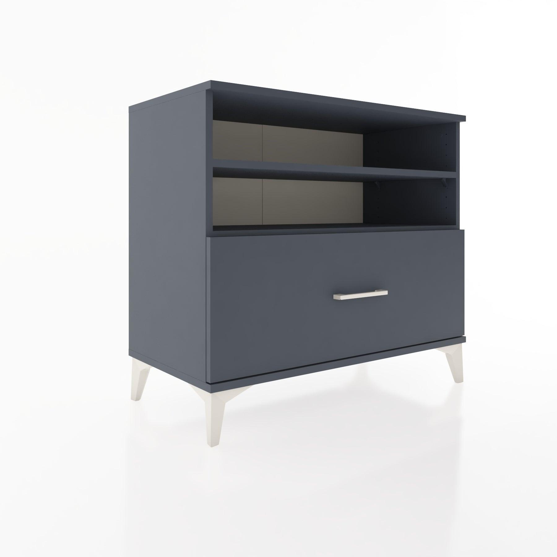 Woodntry Modüler Şifonyer Antrasit 88x44x68 cm Çekmeceli ve Raflı CR52-2