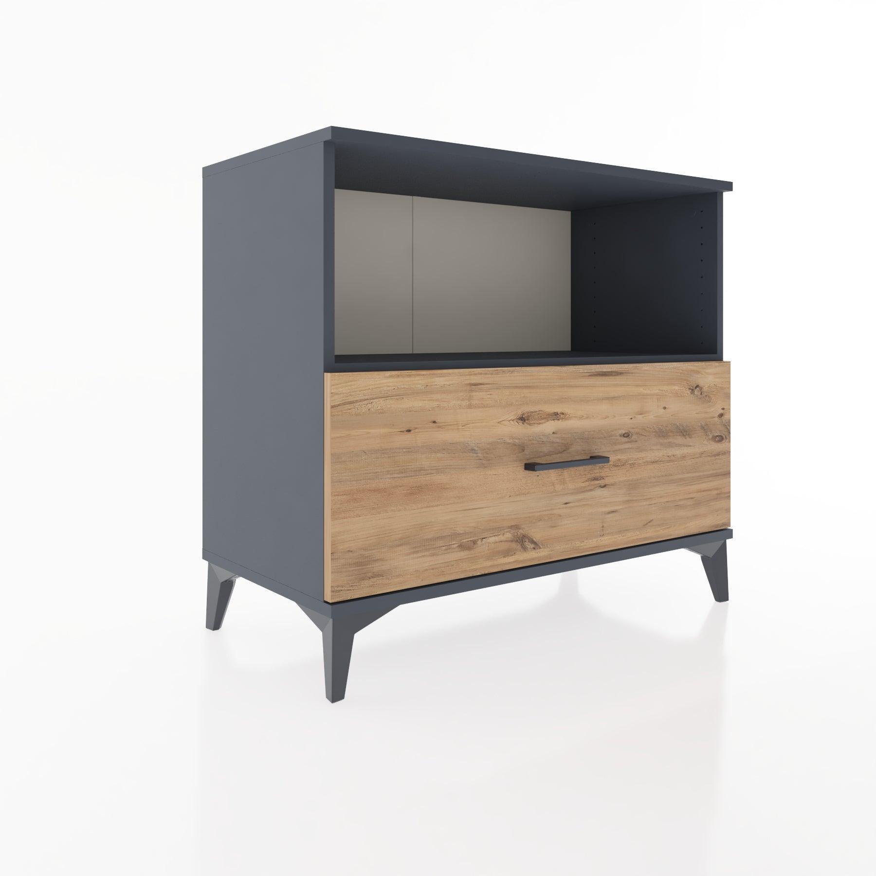 Woodntry Modüler Şifonyer Antrasit 88x44x68 cm Çekmeceli ve Raflı CR53-2
