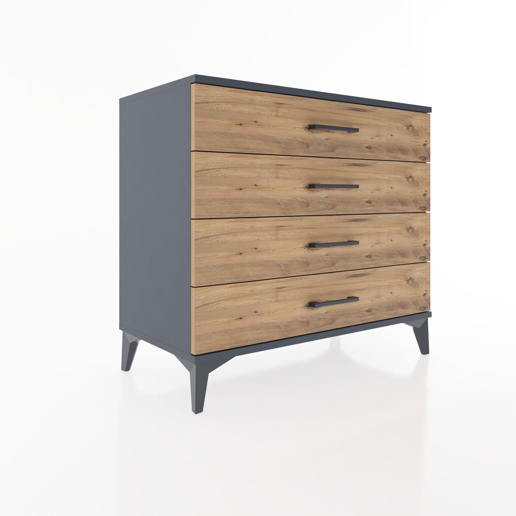 Woodntry Modüler Şifonyer Antrasit 88x44x68 cm Çekmeceli C54-2