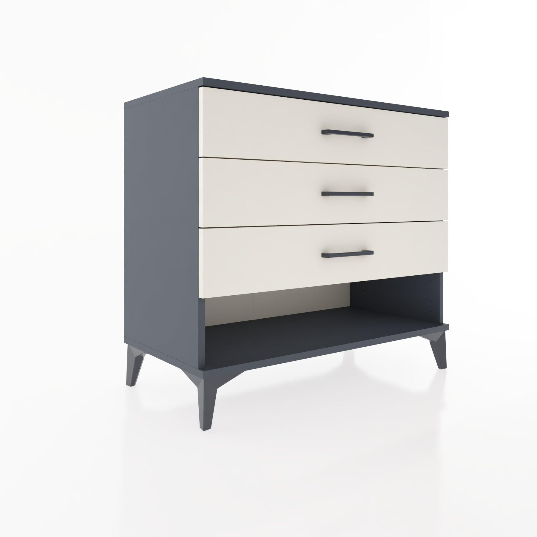Woodntry Modüler Şifonyer Antrasit 88x44x68 cm Çekmeceli ve Raflı CR55-2