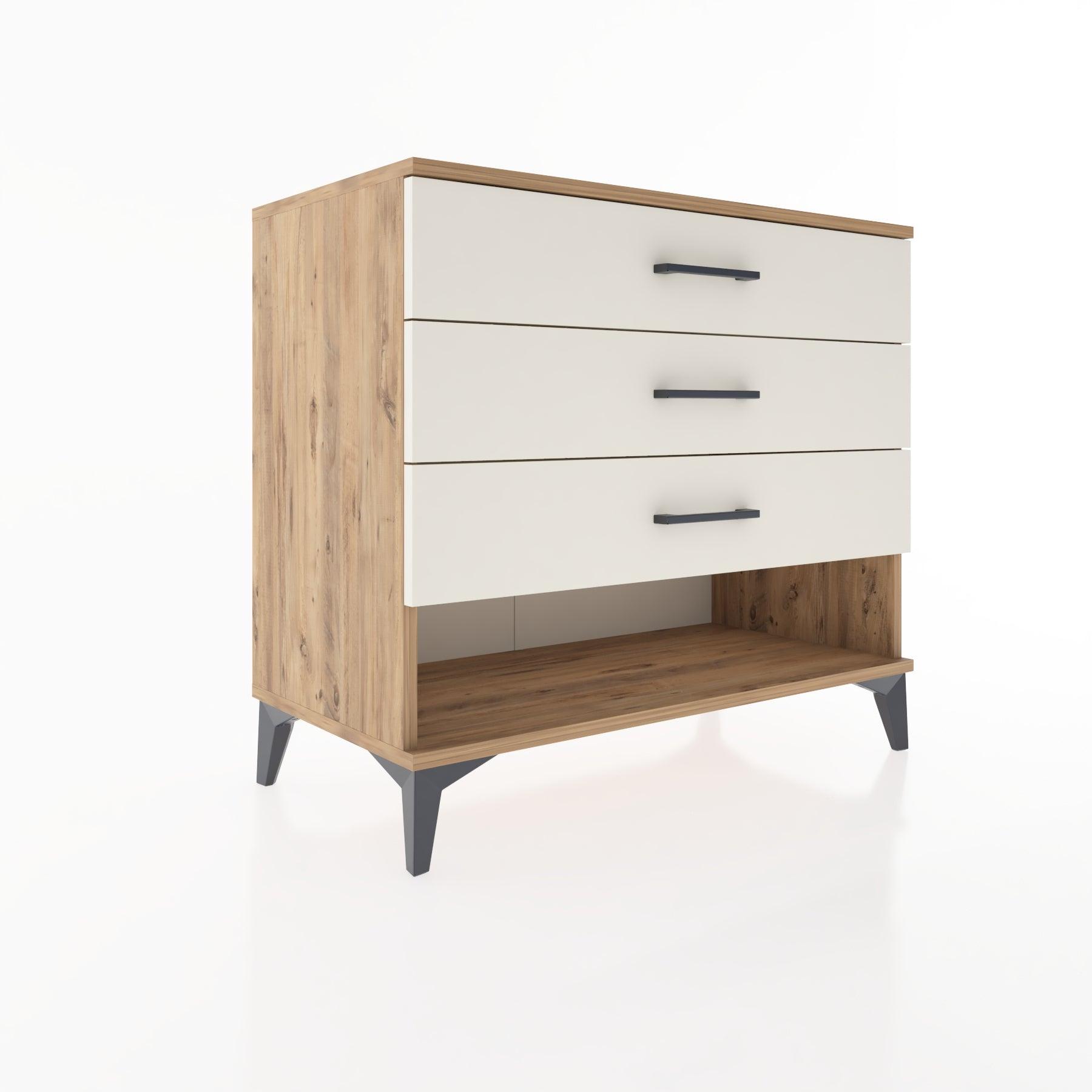 Woodntry Modüler Şifonyer Çam 88x44x68 cm Çekmeceli ve Raflı CR55-3
