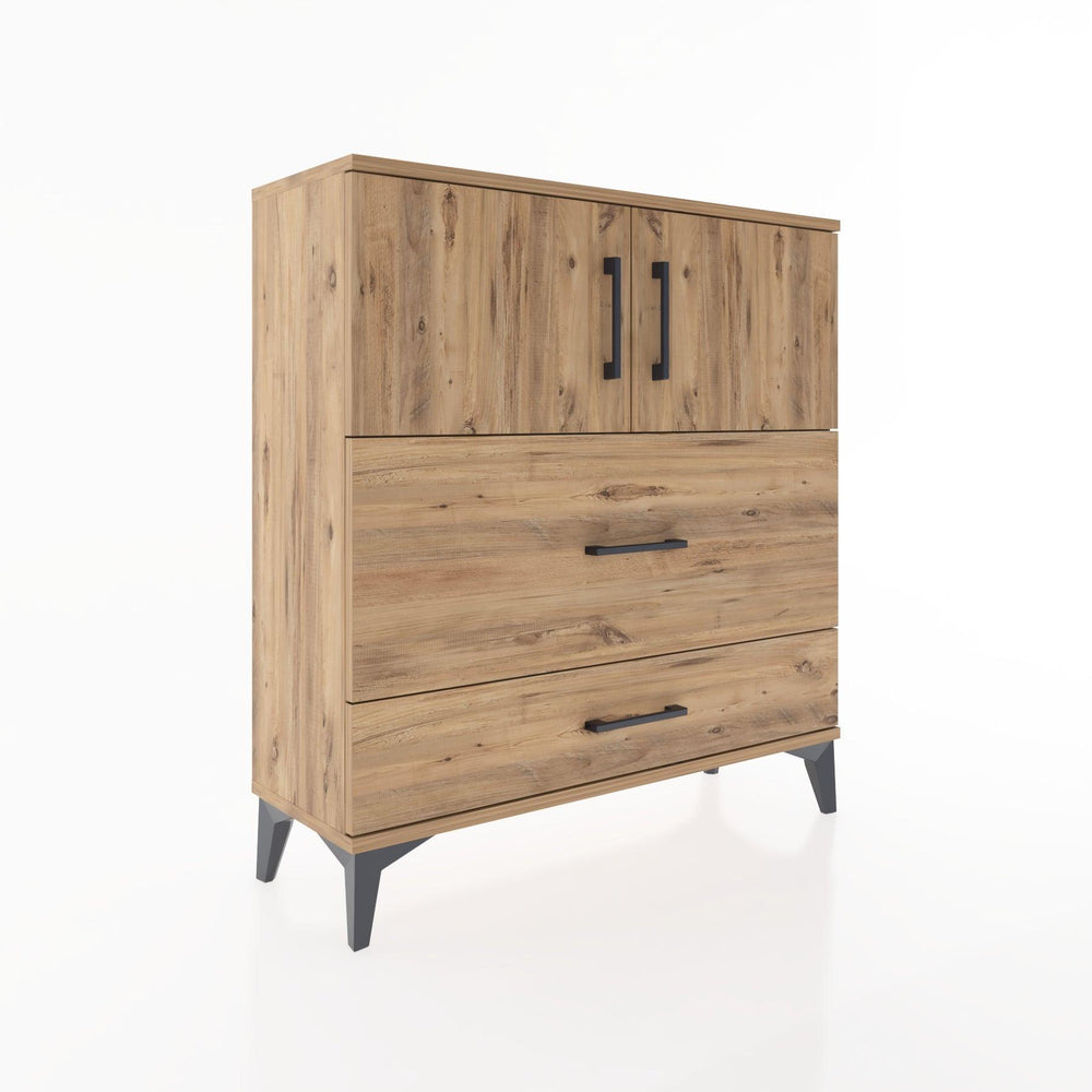 Woodntry Modüler Şifonyer Çam 88x30x84 cm Kapaklı ve Çekmeceli KC55-3