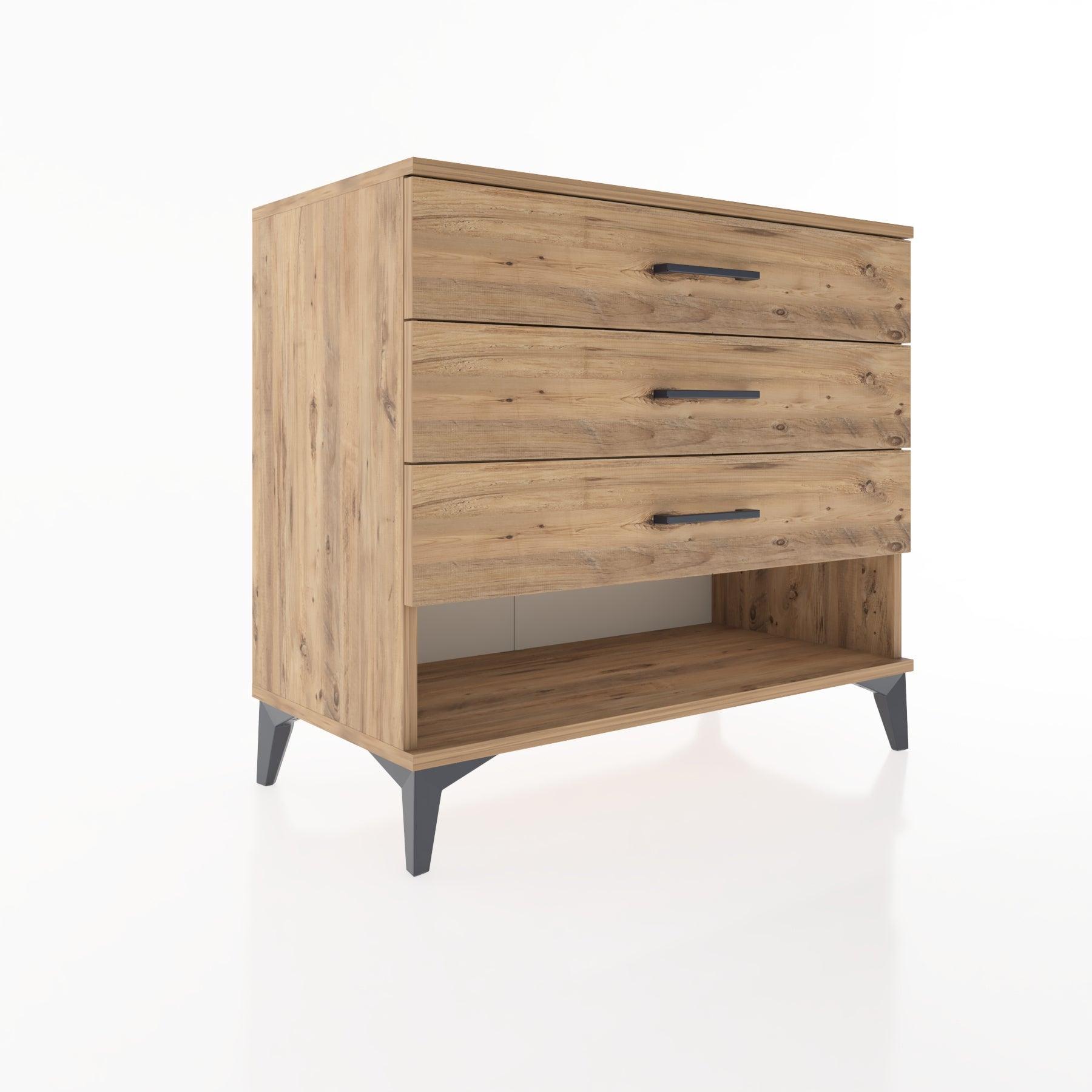 Woodntry Modüler Şifonyer Çam 88x44x68 cm Çekmeceli ve Raflı CR55-3