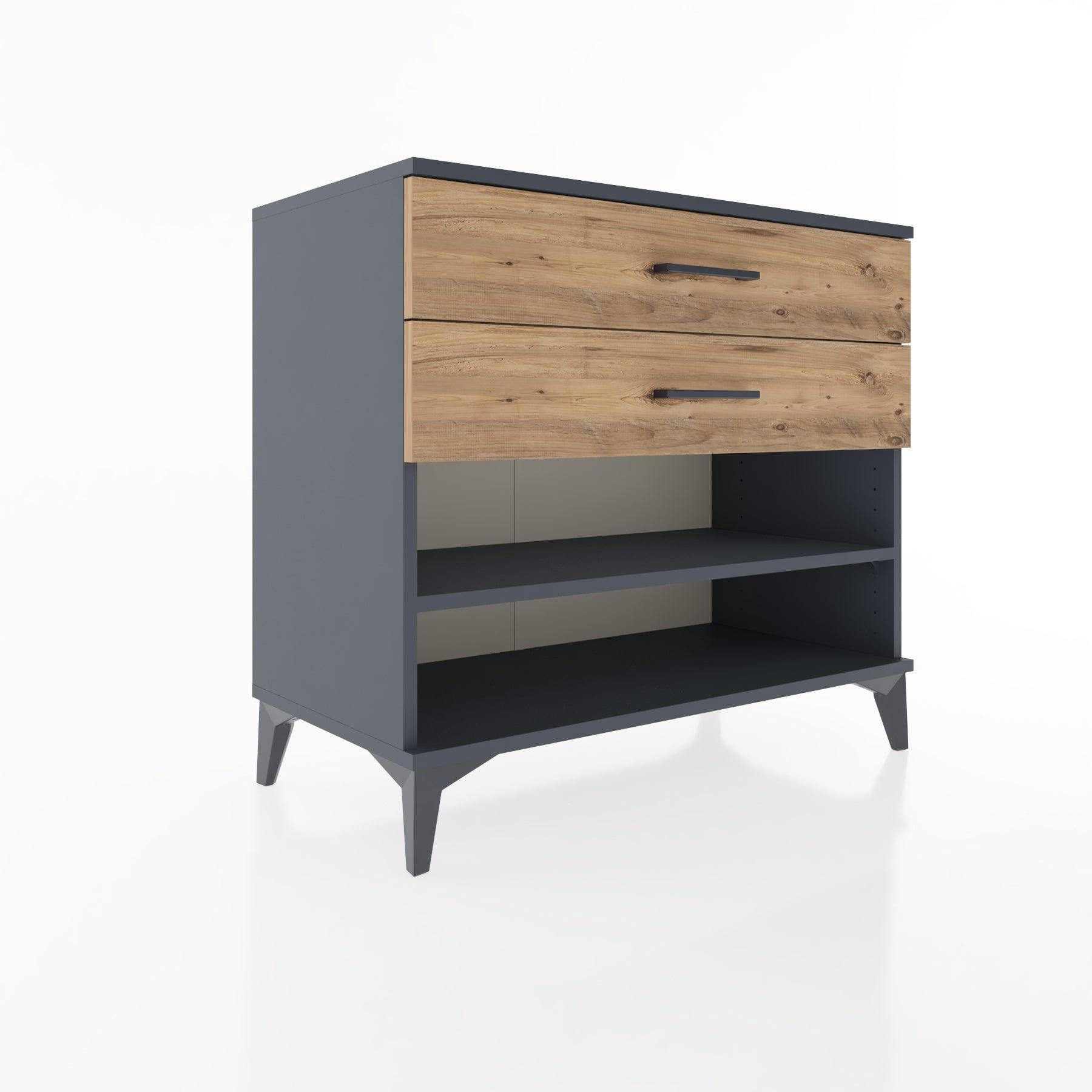 Woodntry Modüler Şifonyer Antrasit 88x44x68 cm Çekmeceli ve Raflı CR56-2