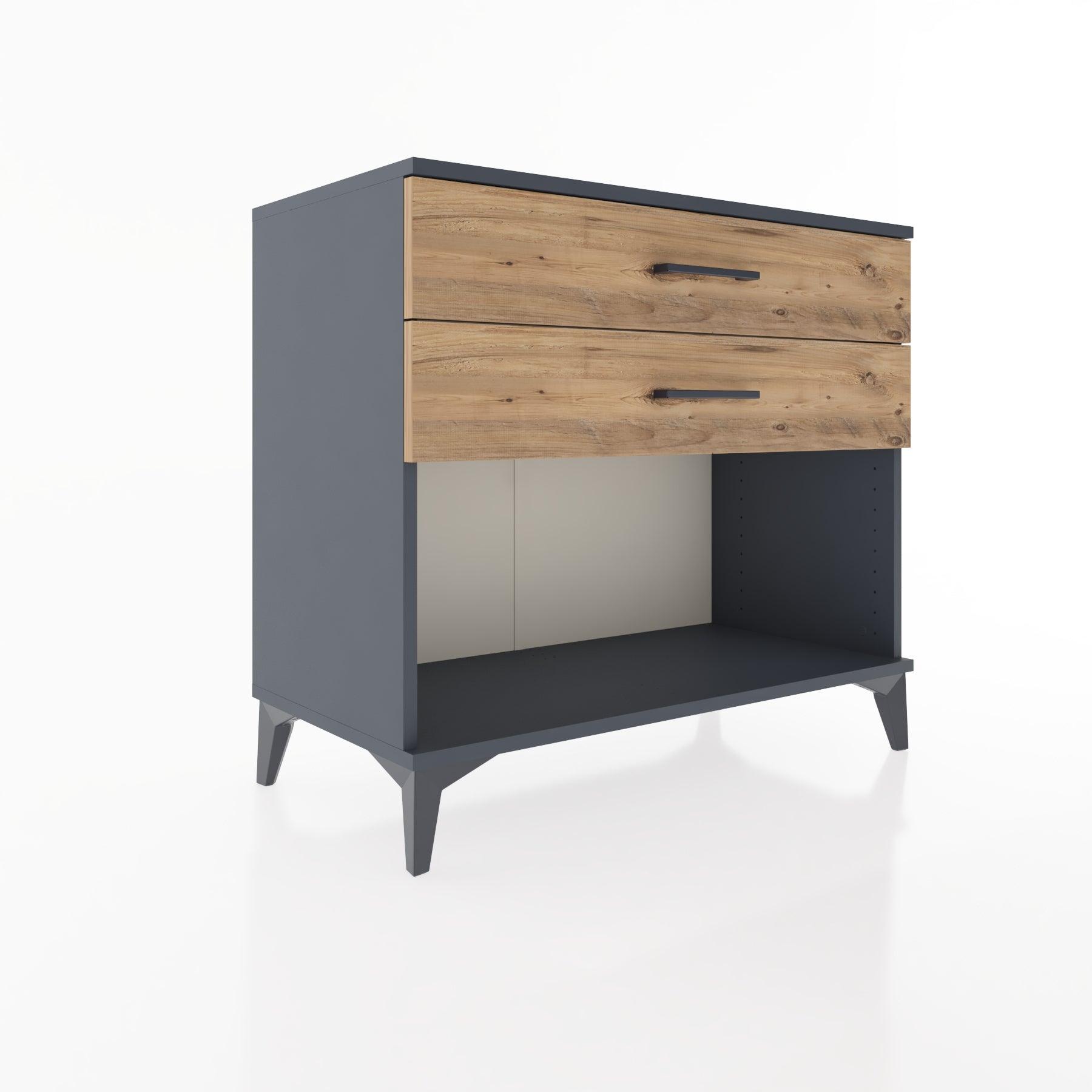 Woodntry Modüler Şifonyer Antrasit 88x44x68 cm Çekmeceli ve Raflı CR57-2