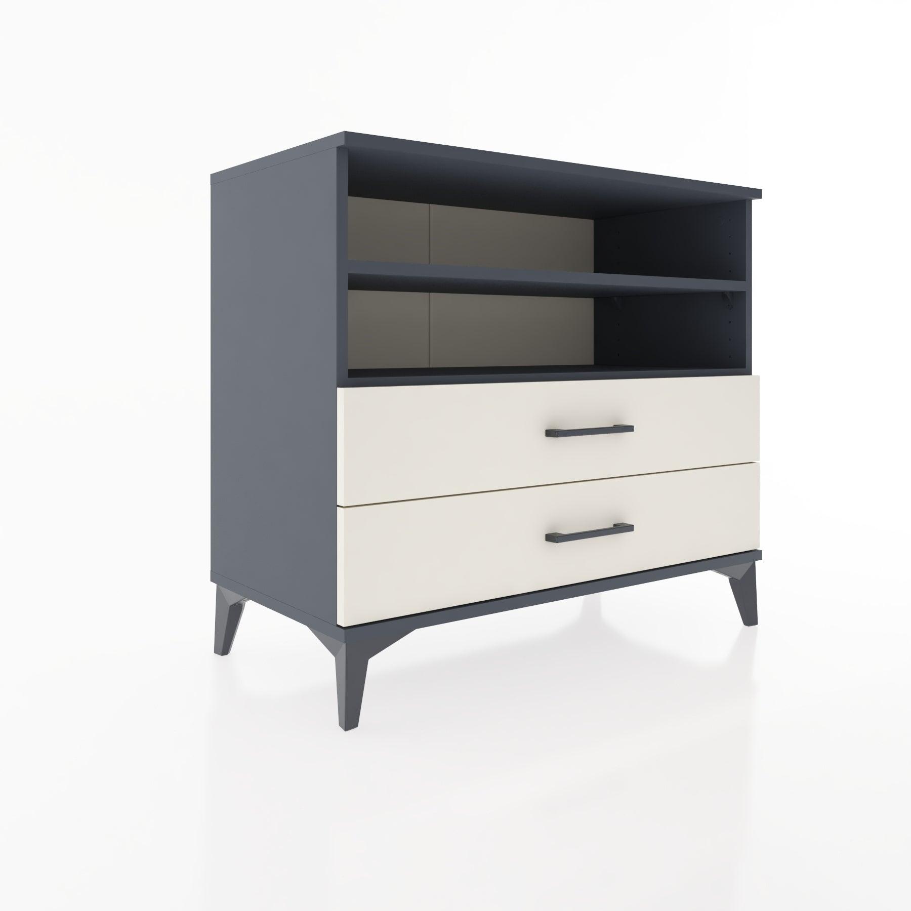 Woodntry Modüler Şifonyer Antrasit 88x44x68 cm Çekmeceli ve Raflı CR58-2