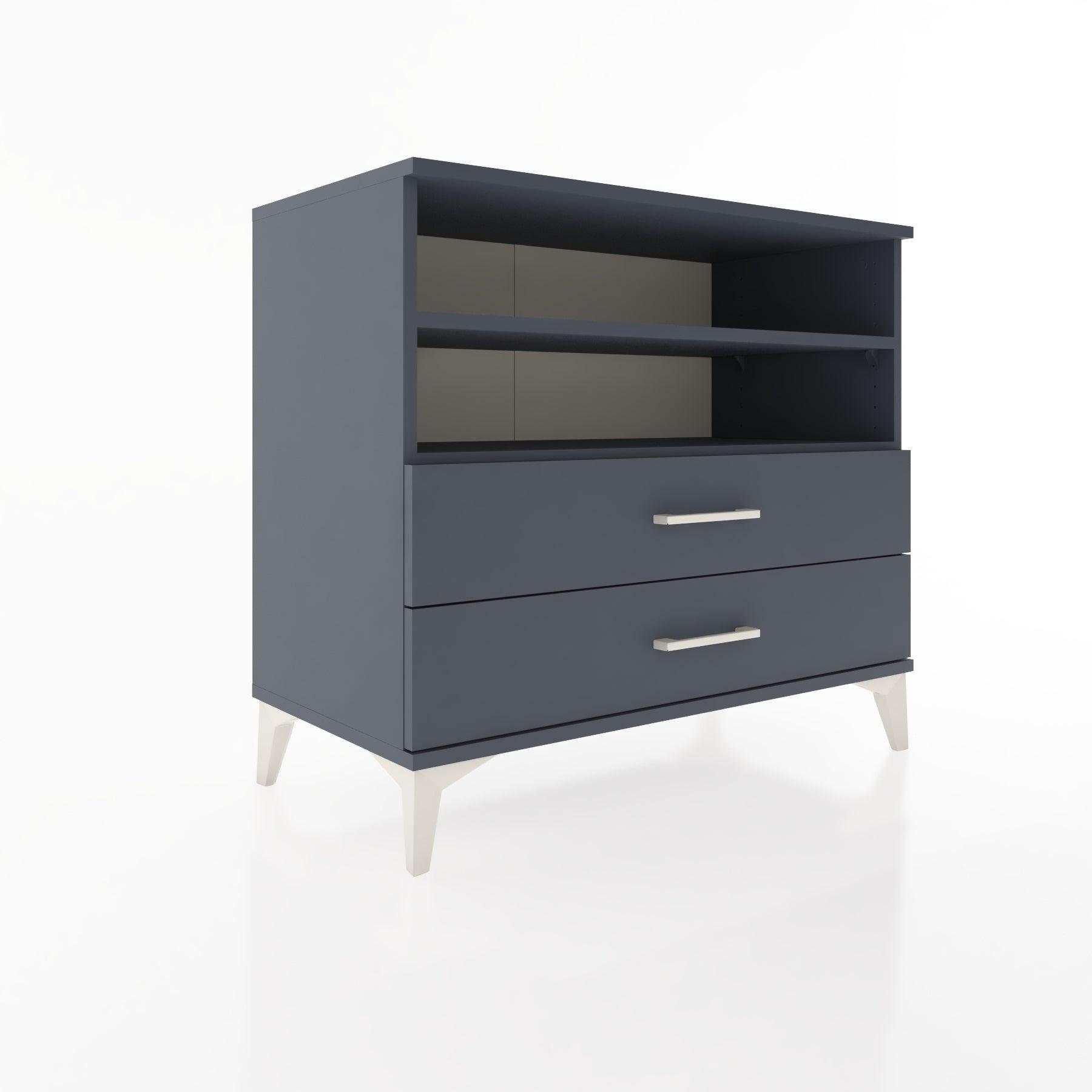 Woodntry Modüler Şifonyer Antrasit 88x44x68 cm Çekmeceli ve Raflı CR58-2