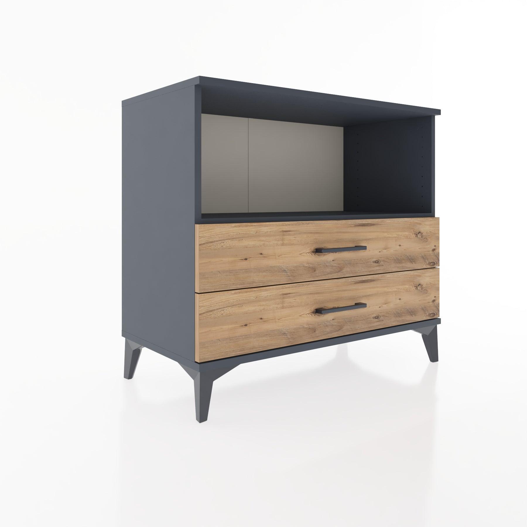 Woodntry Modüler Şifonyer Antrasit 88x44x68 cm Çekmeceli ve Raflı CR59-2
