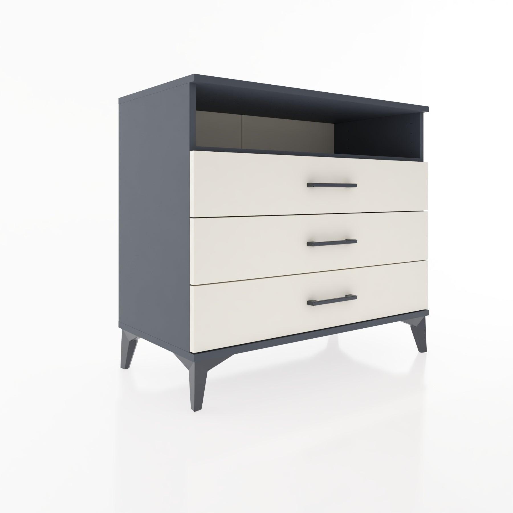 Woodntry Modüler Şifonyer Antrasit 88x44x68 cm Çekmeceli ve Raflı CR60-2