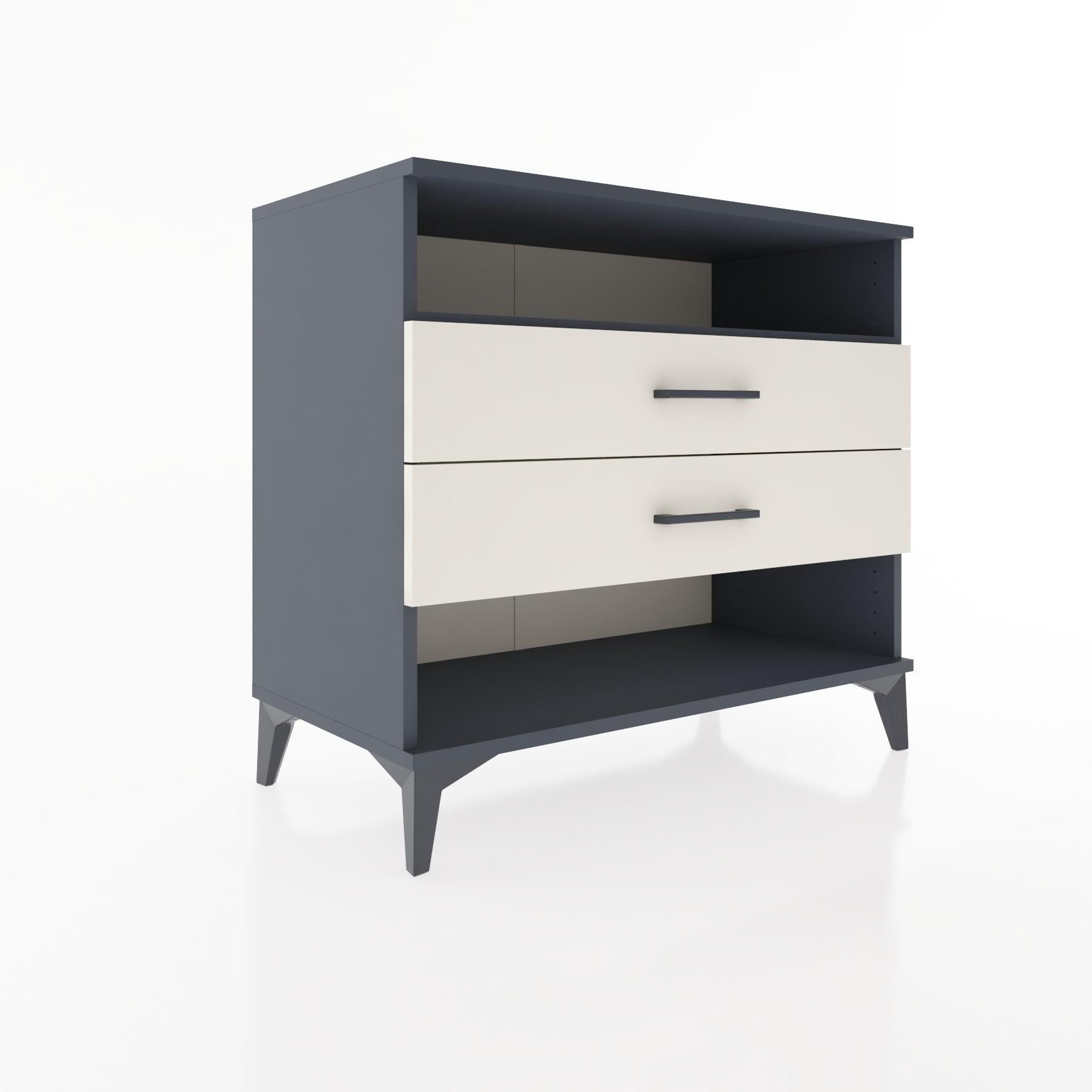 Woodntry Modüler Şifonyer Antrasit 88x44x68 cm Çekmeceli ve Raflı CR61-2