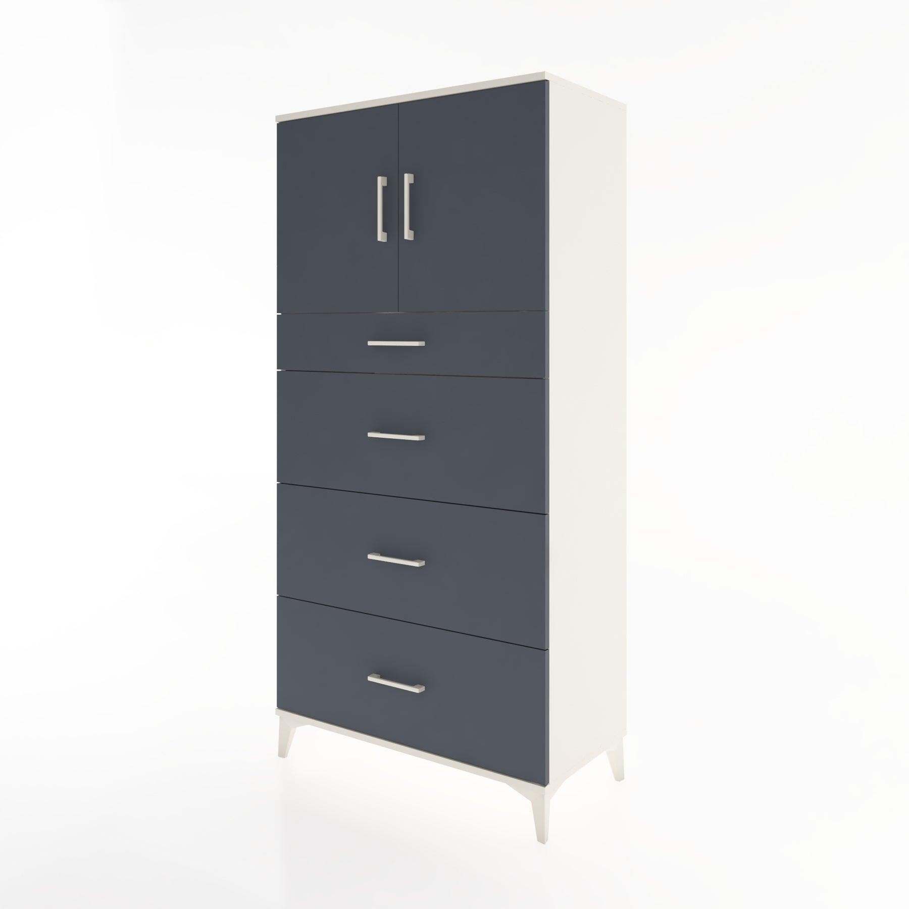 Woodntry Modular Cabinet Moonstone 88x44x170 cm with Doors and Drawers KC23-1