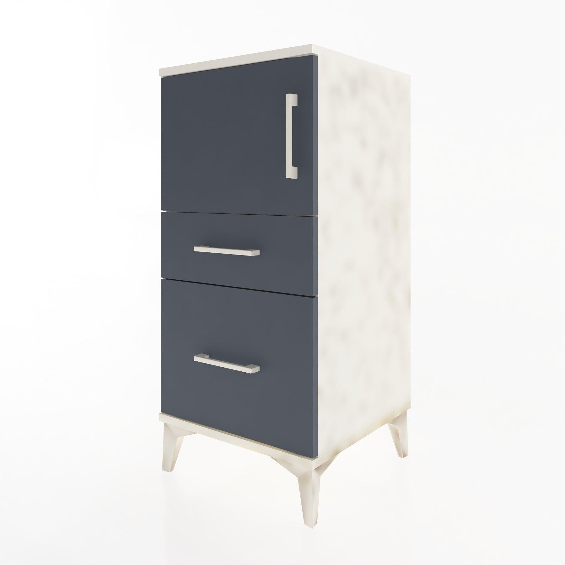 Woodntry Modular Nightstand Moonstone 44x44x84 cm with Cover and Drawer KC45-1