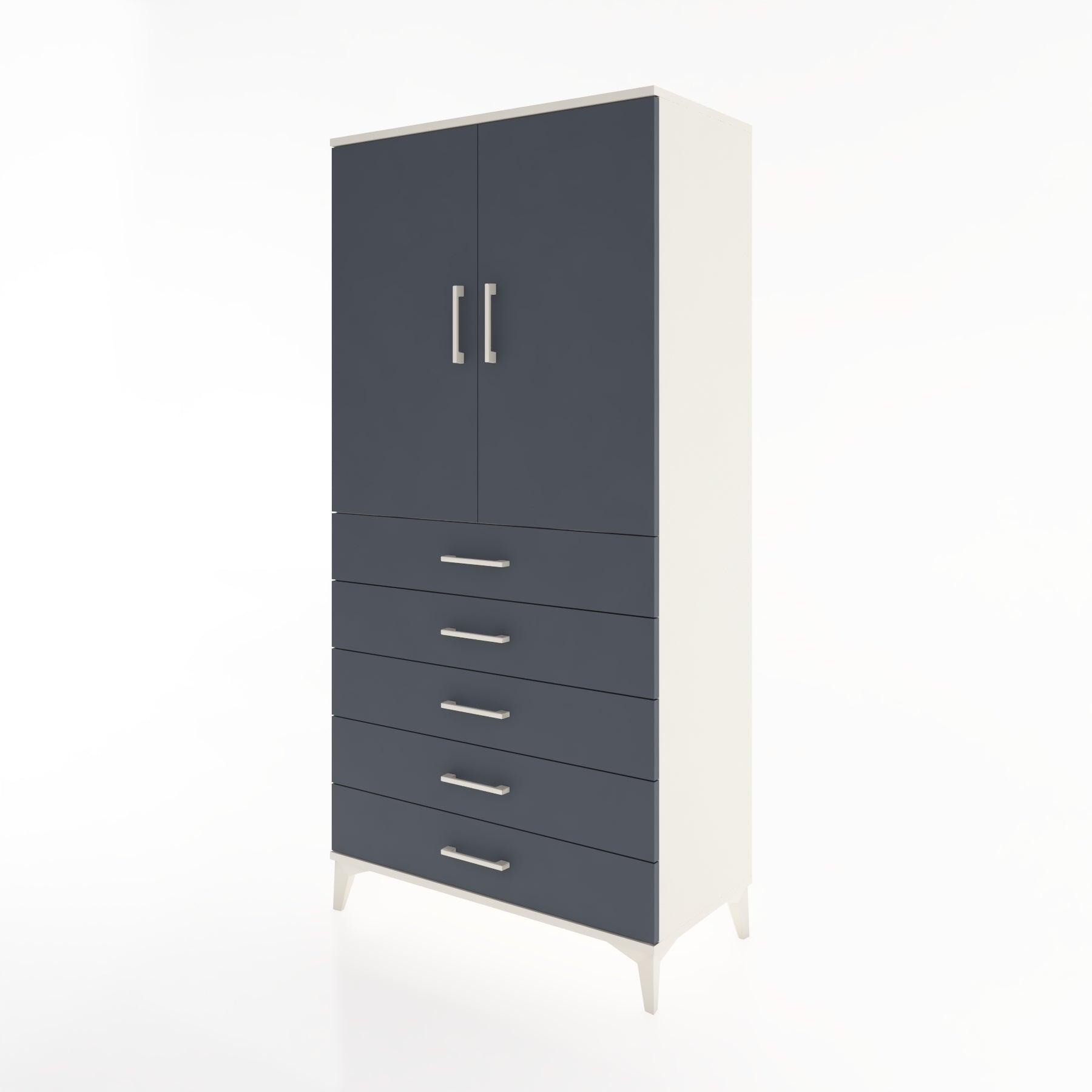 Woodntry Modular Cabinet Moonstone 88x44x170 cm with Doors and Drawers KC4-1
