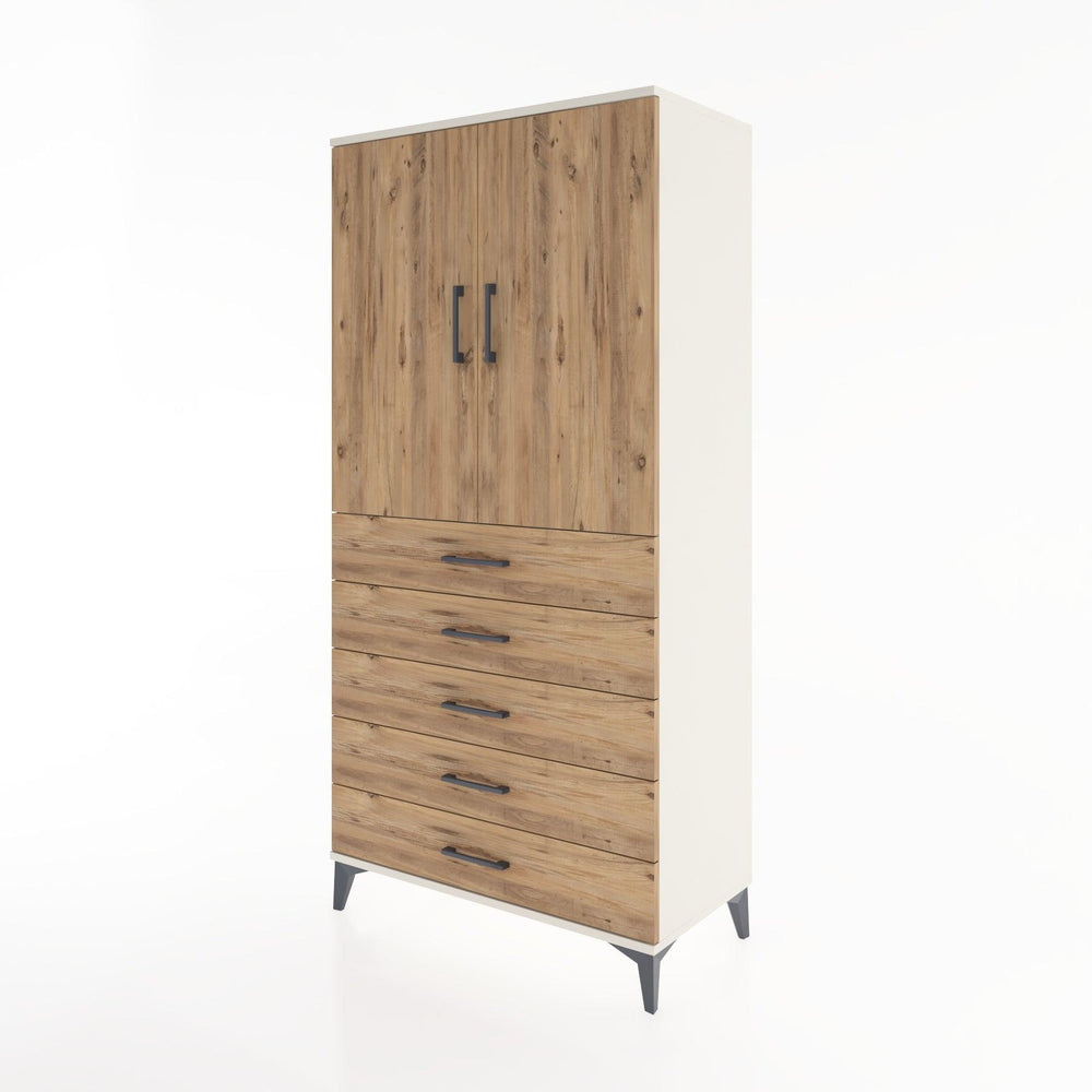 Woodntry Modular Cabinet Moonstone 88x44x170 cm with Doors and Drawers KC26-1