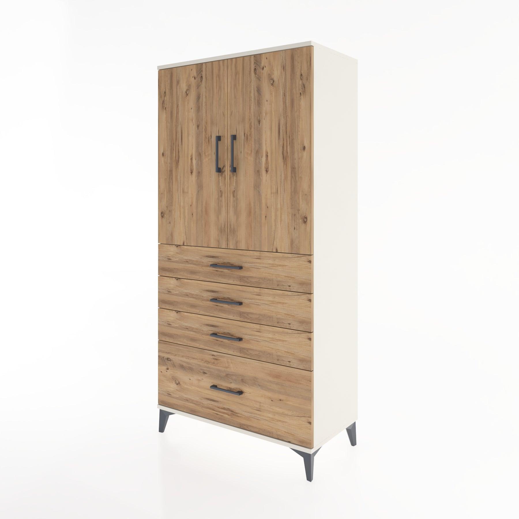 Woodntry Modular Cabinet Moonstone 88x44x170 cm with Doors and Drawers KC13-1