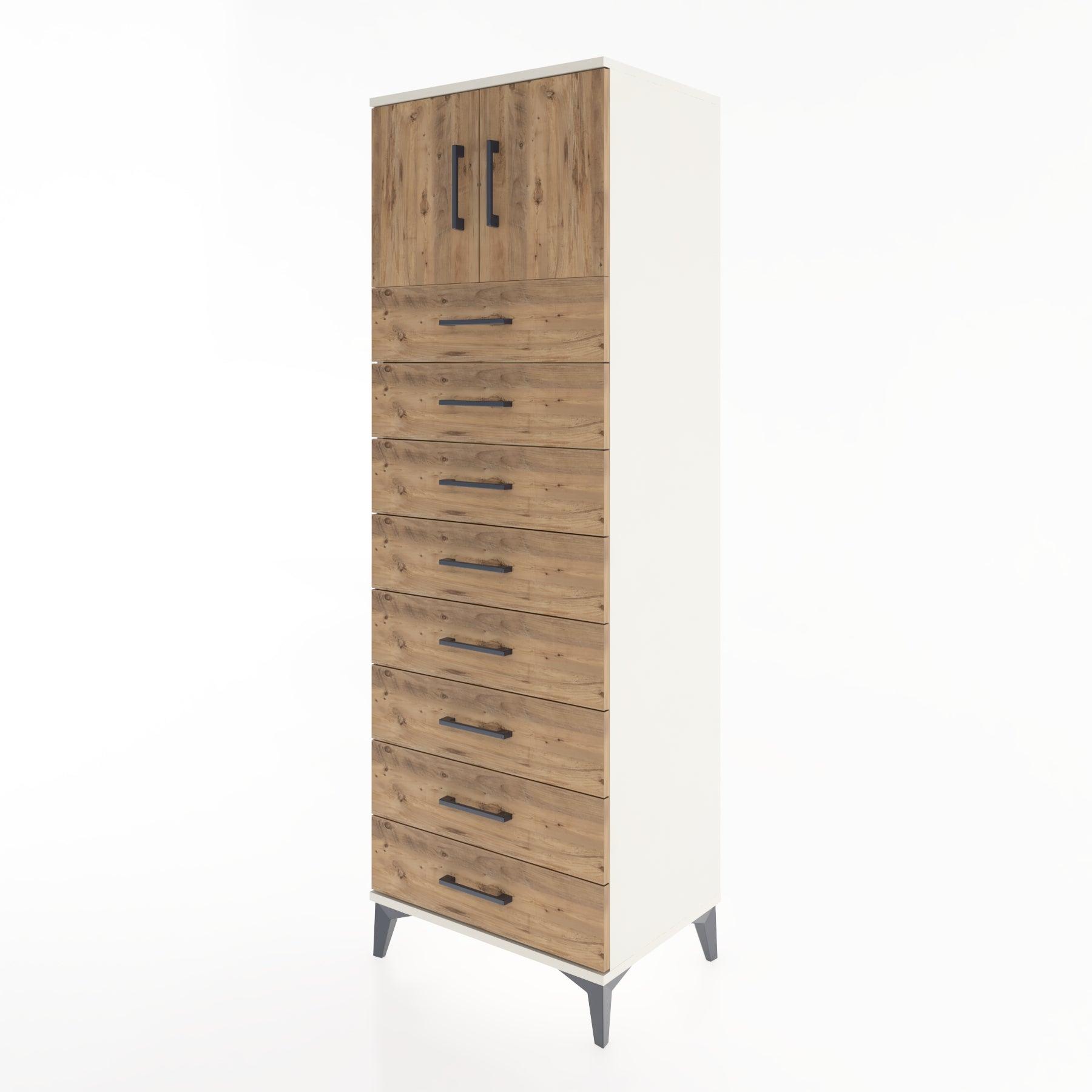 Woodntry Modular Cabinet Moonstone 60x44x170 cm with Doors and Drawers KC1-1