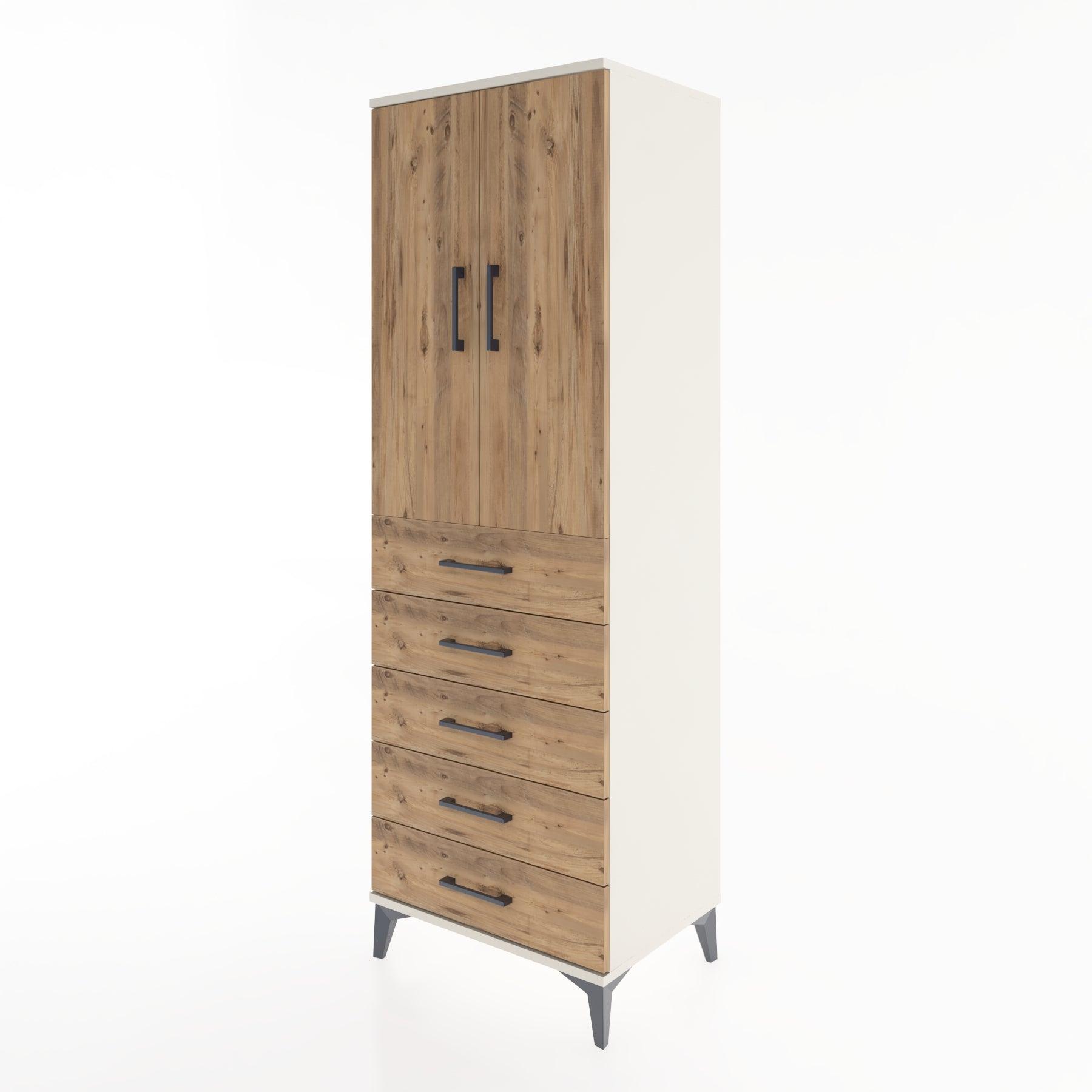 Woodntry Modular Cabinet Moonstone 60x44x170 cm with Doors and Drawers KC26-1