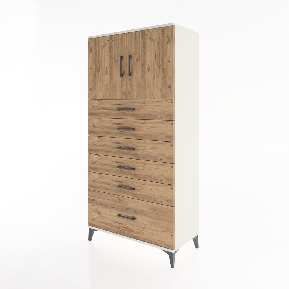 Woodntry Modular Cabinet Moonstone 88x44x170 cm with Doors and Drawers KC11-1