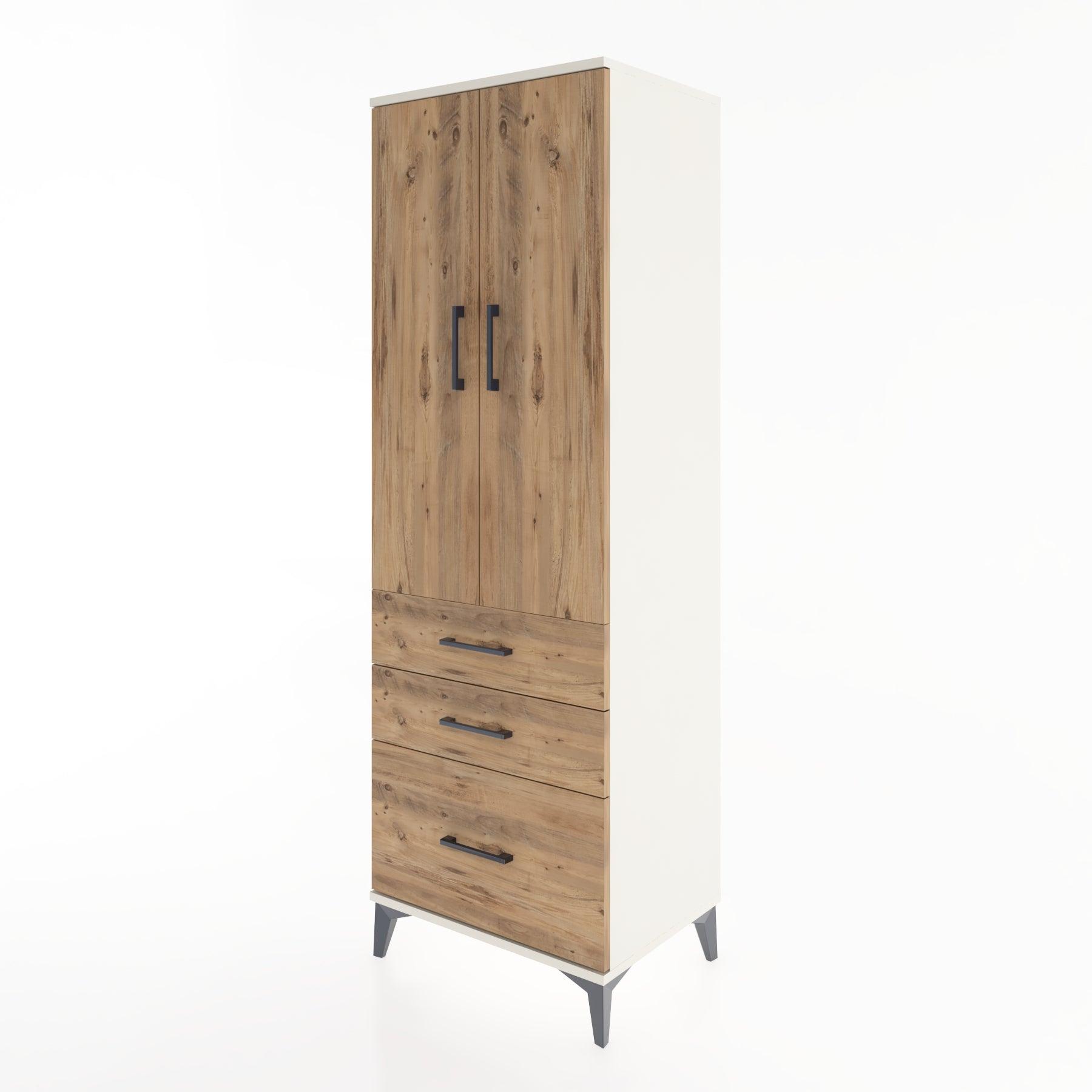 Woodntry Modular Cabinet Moonstone 60x44x170 cm with Doors and Drawers KC14-1