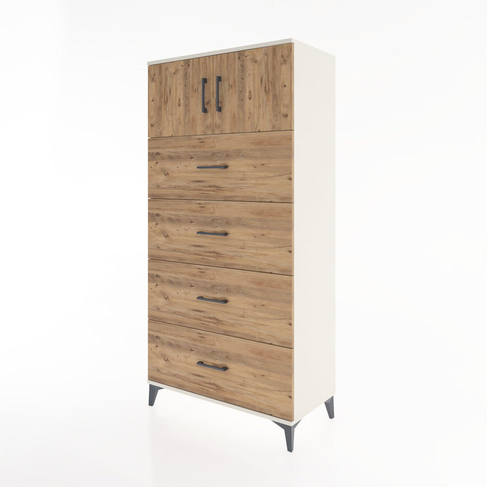 Woodntry Modular Cabinet Moonstone 88x44x170 cm with Doors and Drawers KC25-1