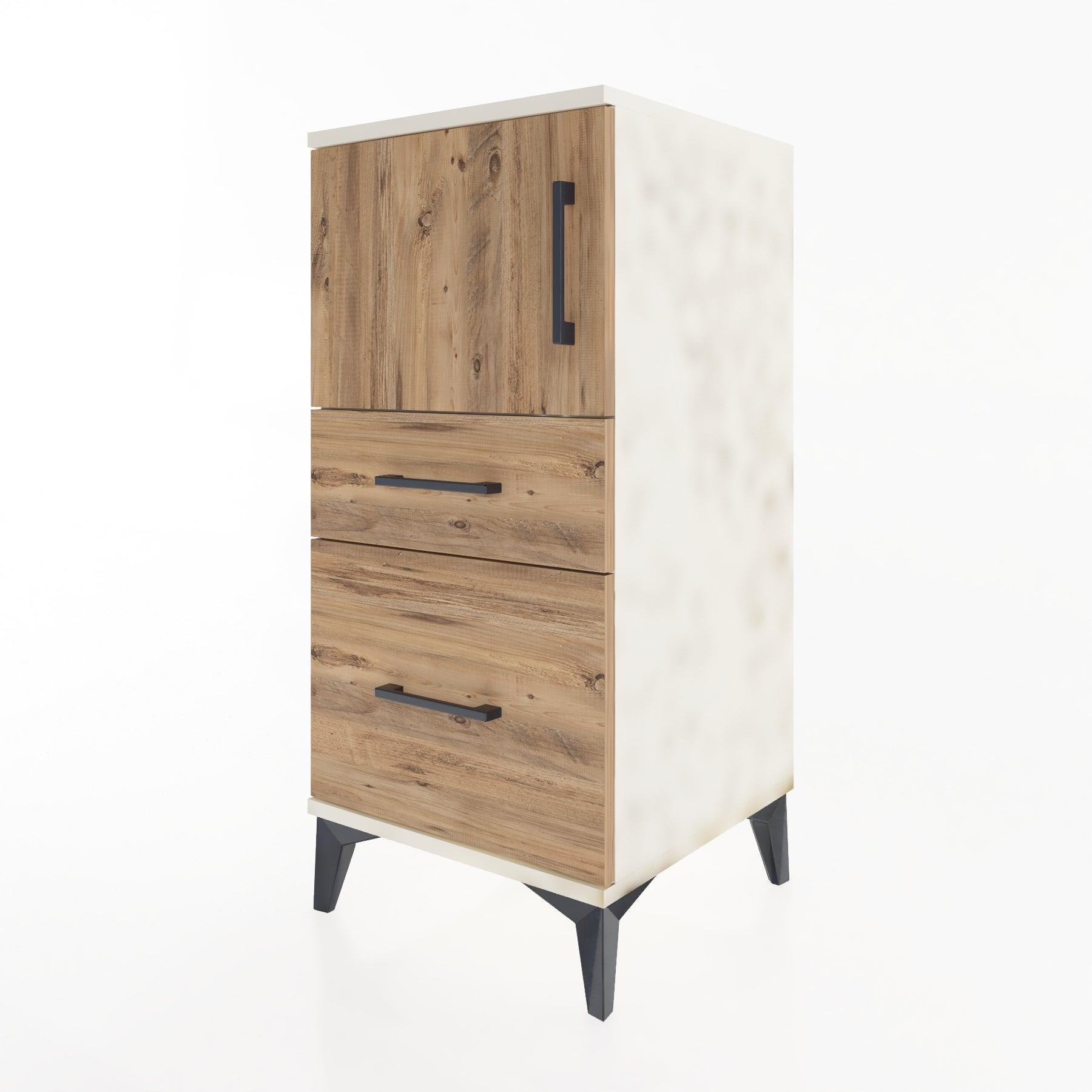 Woodntry Modular Nightstand Moonstone 44x44x84 cm with Cover and Drawer KC45-1