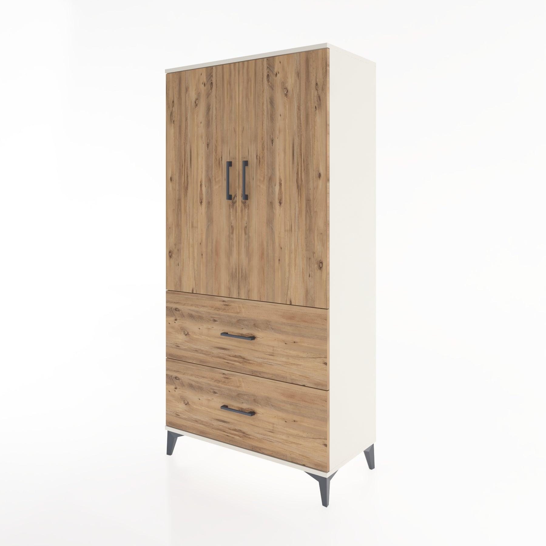Woodntry Modular Cabinet Moonstone 88x44x170 cm with Doors and Drawers KC21-1