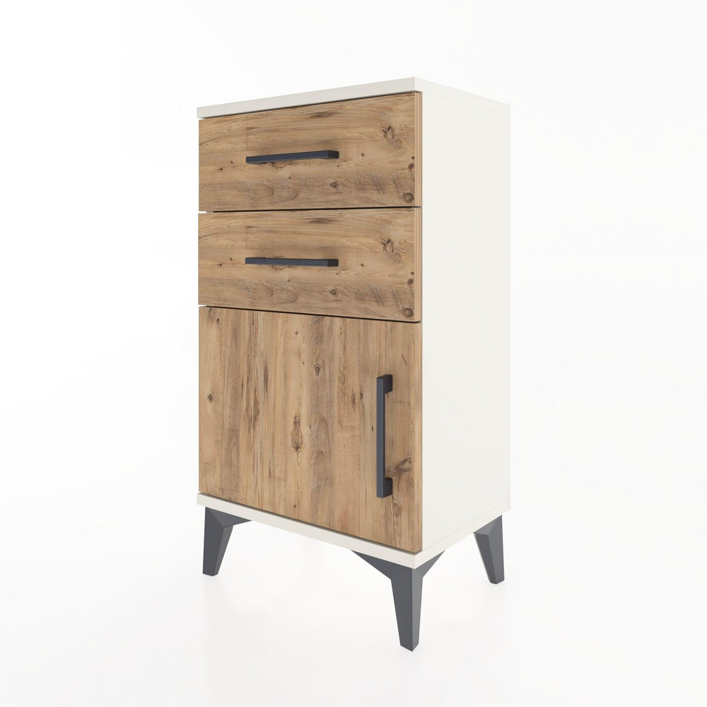 Woodntry Modüler Komodin İki Çekmece ve Kapaklı 44x30x68 cm Aytaşı - Woodntry