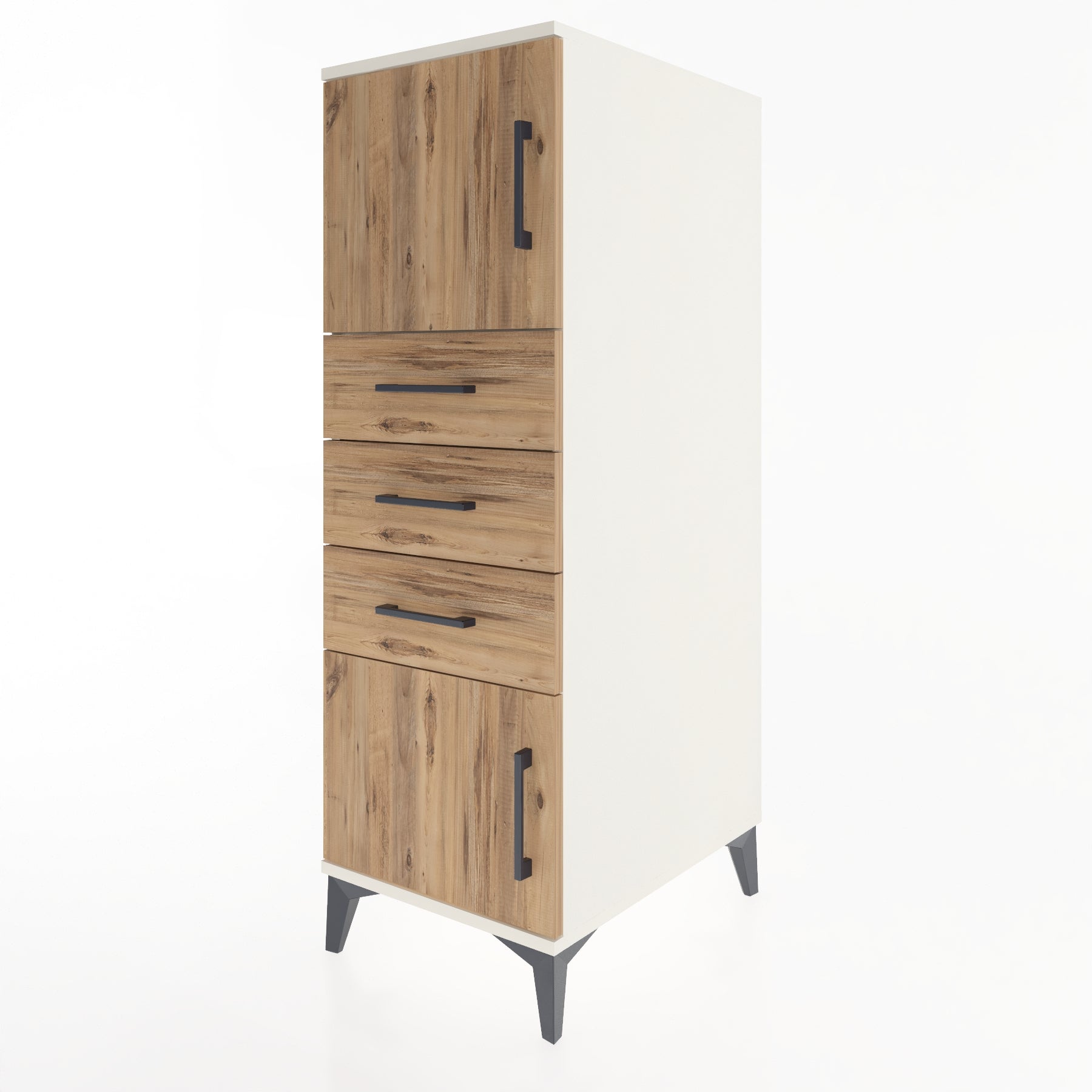 Woodntry Modüler Dolap Aytaşı 44x59x122 cm Kapaklı ve Çekmeceli KC51-1