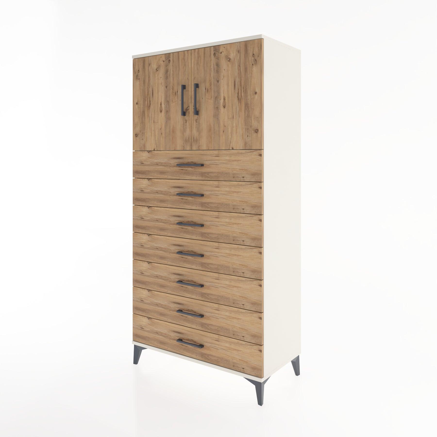 Woodntry Modular Cabinet Moonstone 88x44x170 cm with Doors and Drawers KC2-1